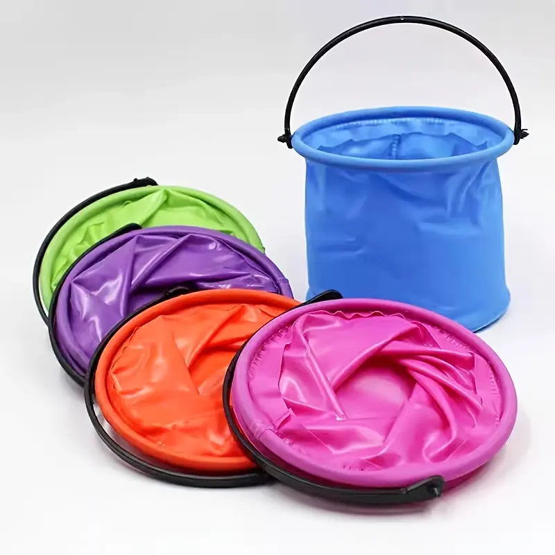 2-Pack Collapsible Mini Buckets, Portable Folding Water Pails for Cleaning, Fishing, Art & Outdoor Activities – Lightweight Space-Saving Travel Bucket for Camping, Beach & Kids Play (Random Color)