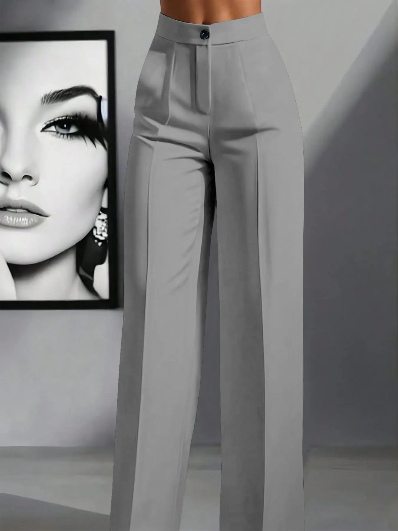 Women's High-Waisted Wide-Leg Pants, Fluffy Front Pajama Long Pants, Wrinkle-Resistant Soft Elastic Casual Pants, Office Daily Wear