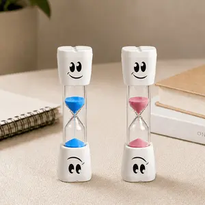 Smile Tooth 2 Minute Sand Timer Assorted Colors Toothbrush Sand TimerSmall  and  joyful Hourglass (2 Pack)