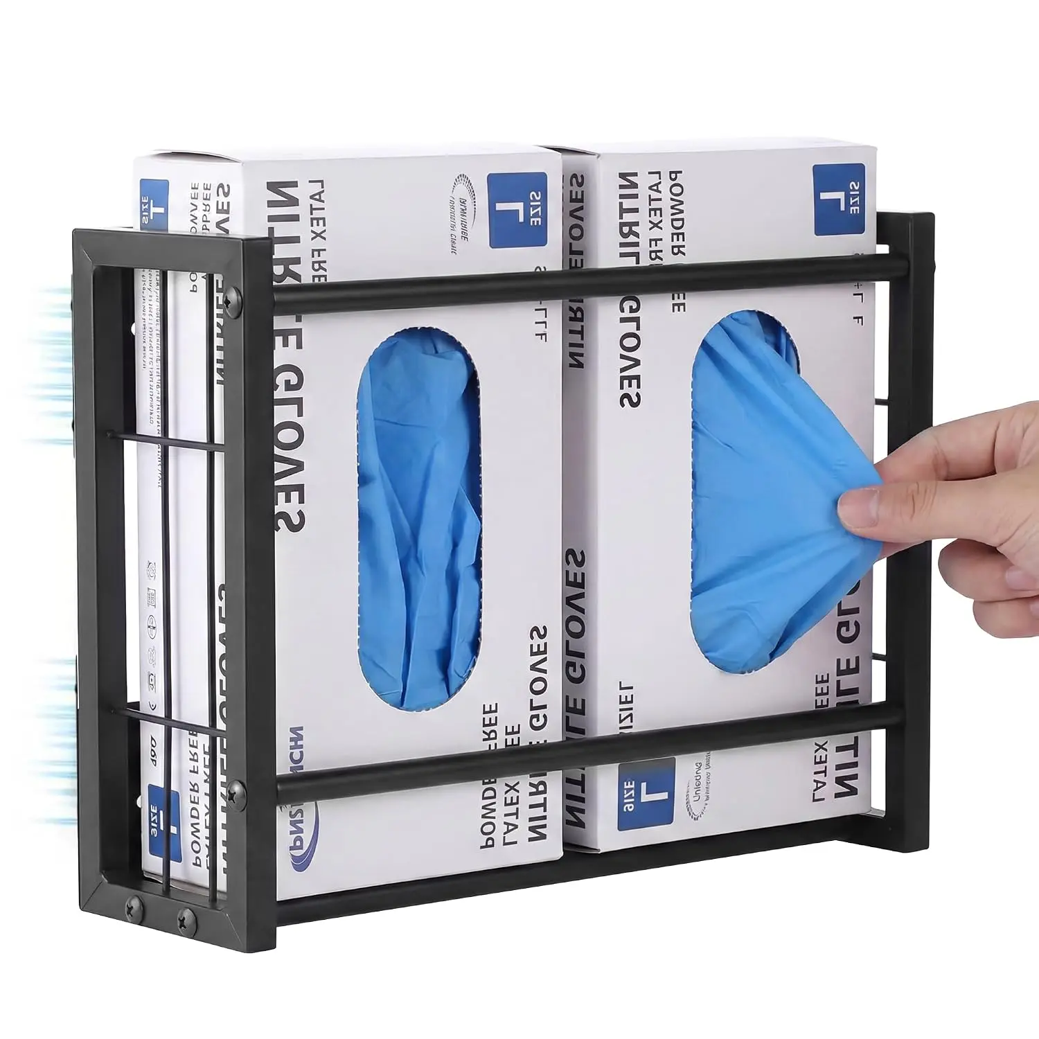 Glove Holder, Wall Mount & Fridge Mount Metal Dispenser Holds 2 Boxes, Wall Mount Disposable Gloves & Tissue Dispenser for Garage, Workshop, Kitchen, Office and Toolbox