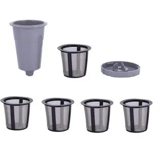 K40 Reusable K Cups for Keurig, Reusable Coffee Pods Replacement Parts 3 Part for Keurig My Brewer with 4 Extra Filters K40 K50 K60 K70/75 Series,Gray