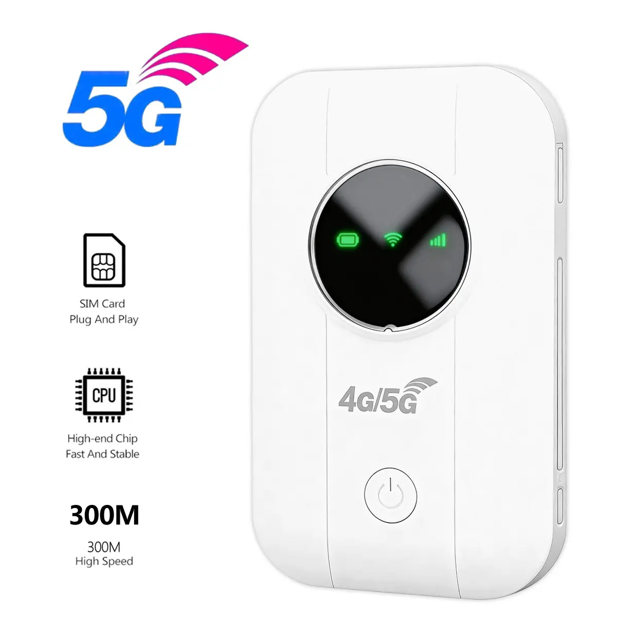 4G LTE WiFi Mobile Hotspot, Portable WiFi, WiFi Pocket, Portable Travel Internet, 300Mbps High Speed, Connect 10+ Devices, Wireless WiFi Router Device for Home/RV/Travel/Outdoor Use, Portable WiFi Hotspot