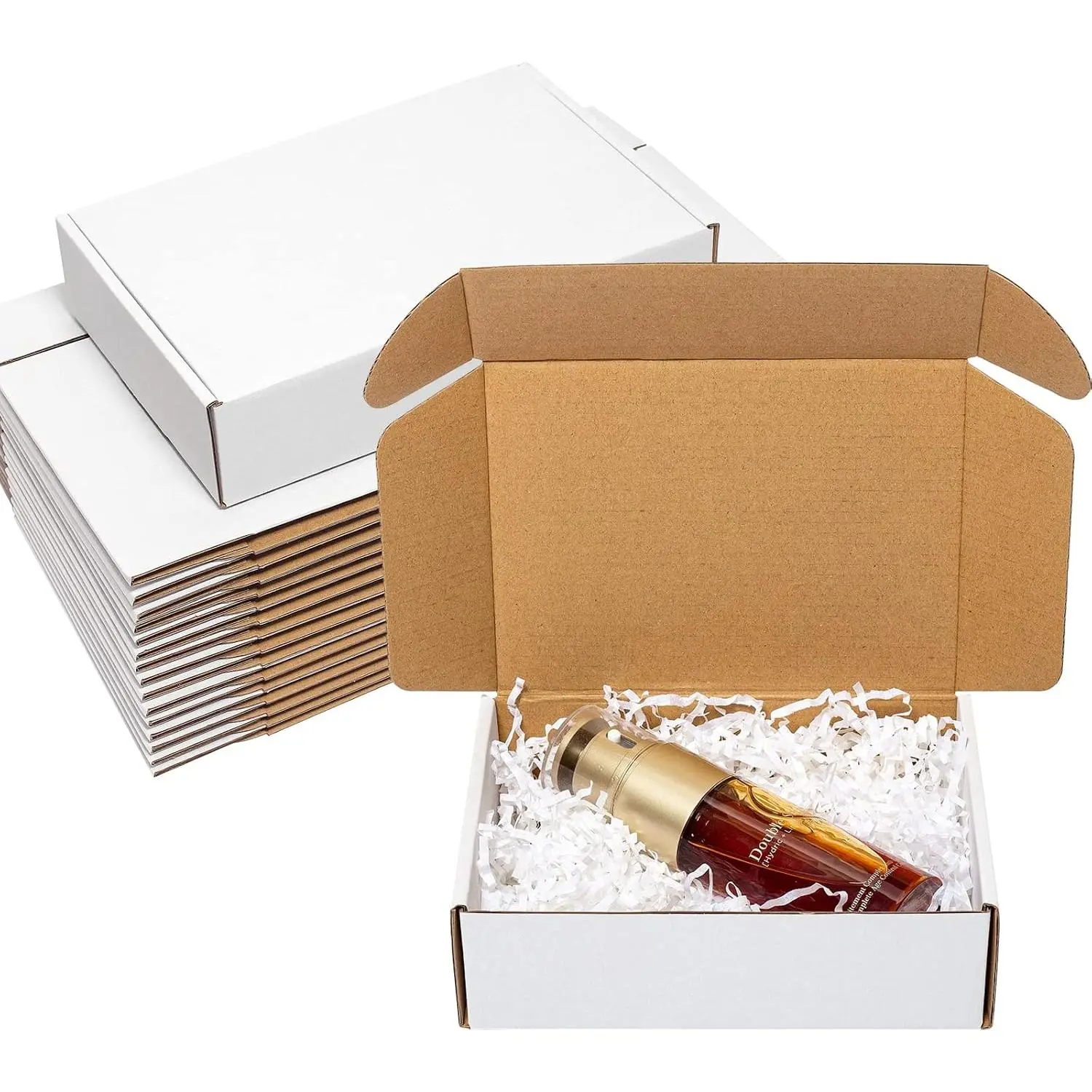Shipping Boxes 7x5x2" 25 Pack - White Corrugated Cardboard Box Mailers for Small Business, Literature Mailer Box Packaging Supplies