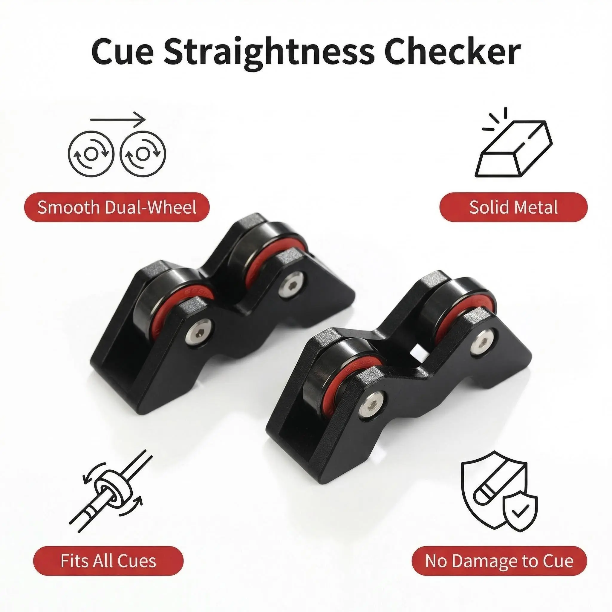 Billiard Cue Straightness Detector, Professional Cue Alignment Tool, 2-Piece Set, Essential for Billiards Professionals, Pool Accessories