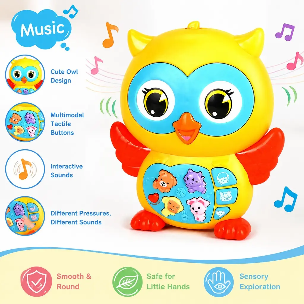 Mini Handheld Owl Electronic Audio Learning Toy, Interactive Animal Sound Game, Sensory Training Toy, Quiet Adjustable Volume, Ideal Gift
