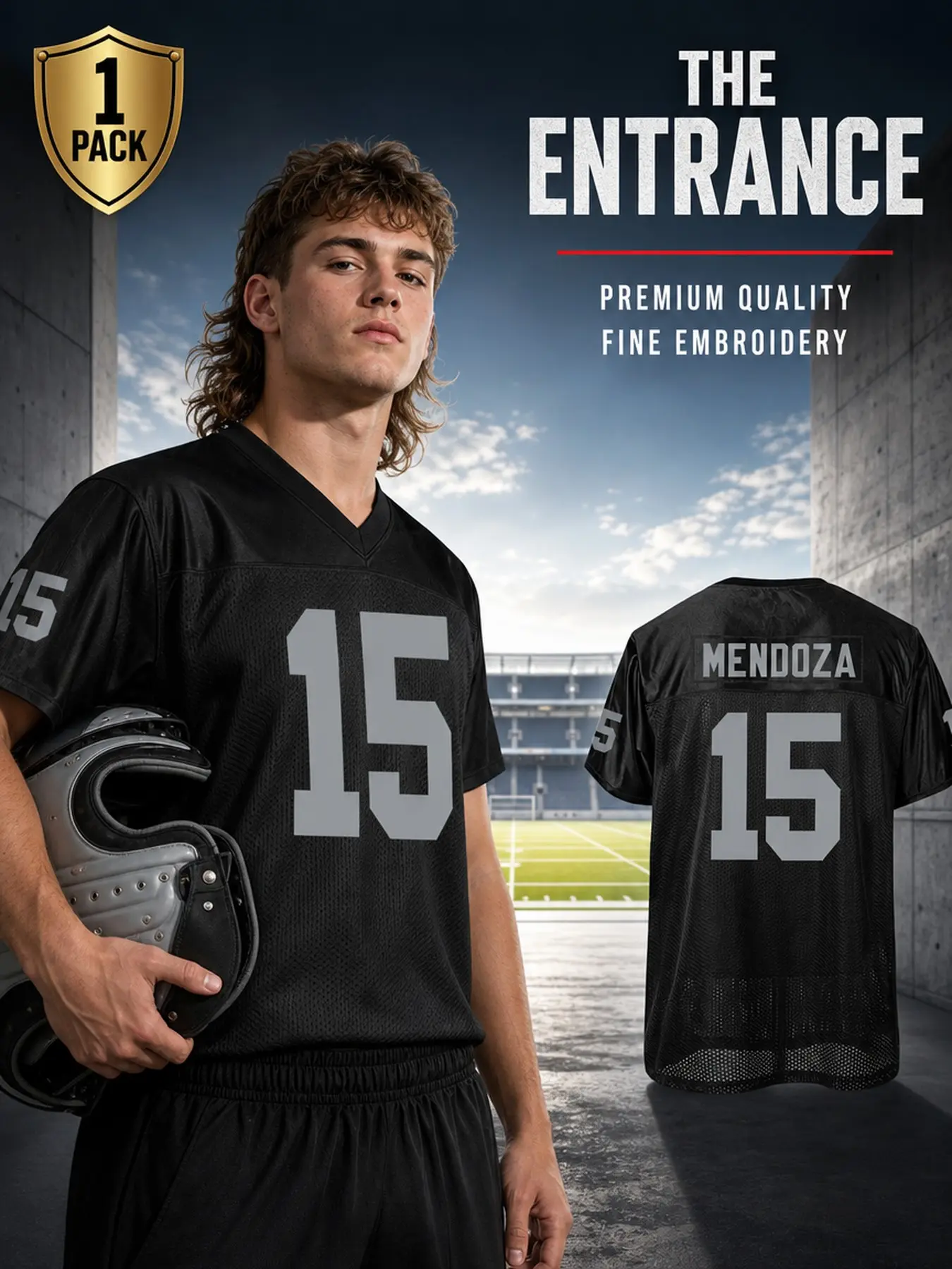 Men's Las Vegas#15 Embroidered American Football V Neck Jersey, Throwback Jersey, Breathable Short Sleeve Classic Retro Mesh Shirts For Adults Suitable for Street Wear Football Style Training Casual Sports Jersey