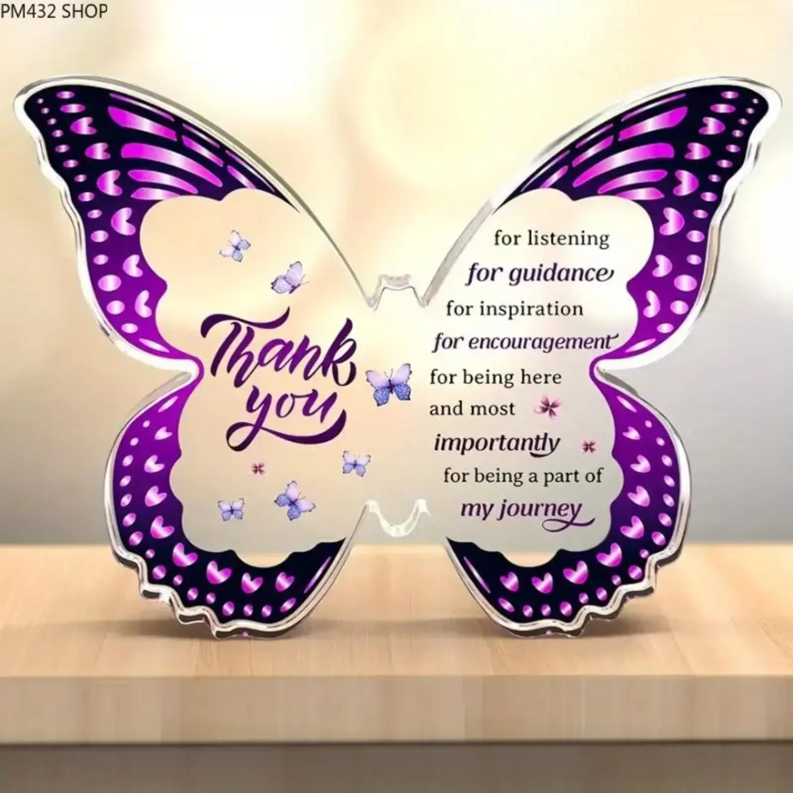Purple Butterfly Acrylic Desk Ornament - Appreciation Gift for Coworkers, Inspirational Leaving Present, Elegant Office Desktop Decor (Fashion Accessories Category)