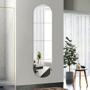Full Body Length Mirrors for Walls, 4pcs Acrylic Plexiglass, Wall-Mounted, Frameless, Square, Makeup, Home, Gym, Hallway, Dorm, Self Adhesive
