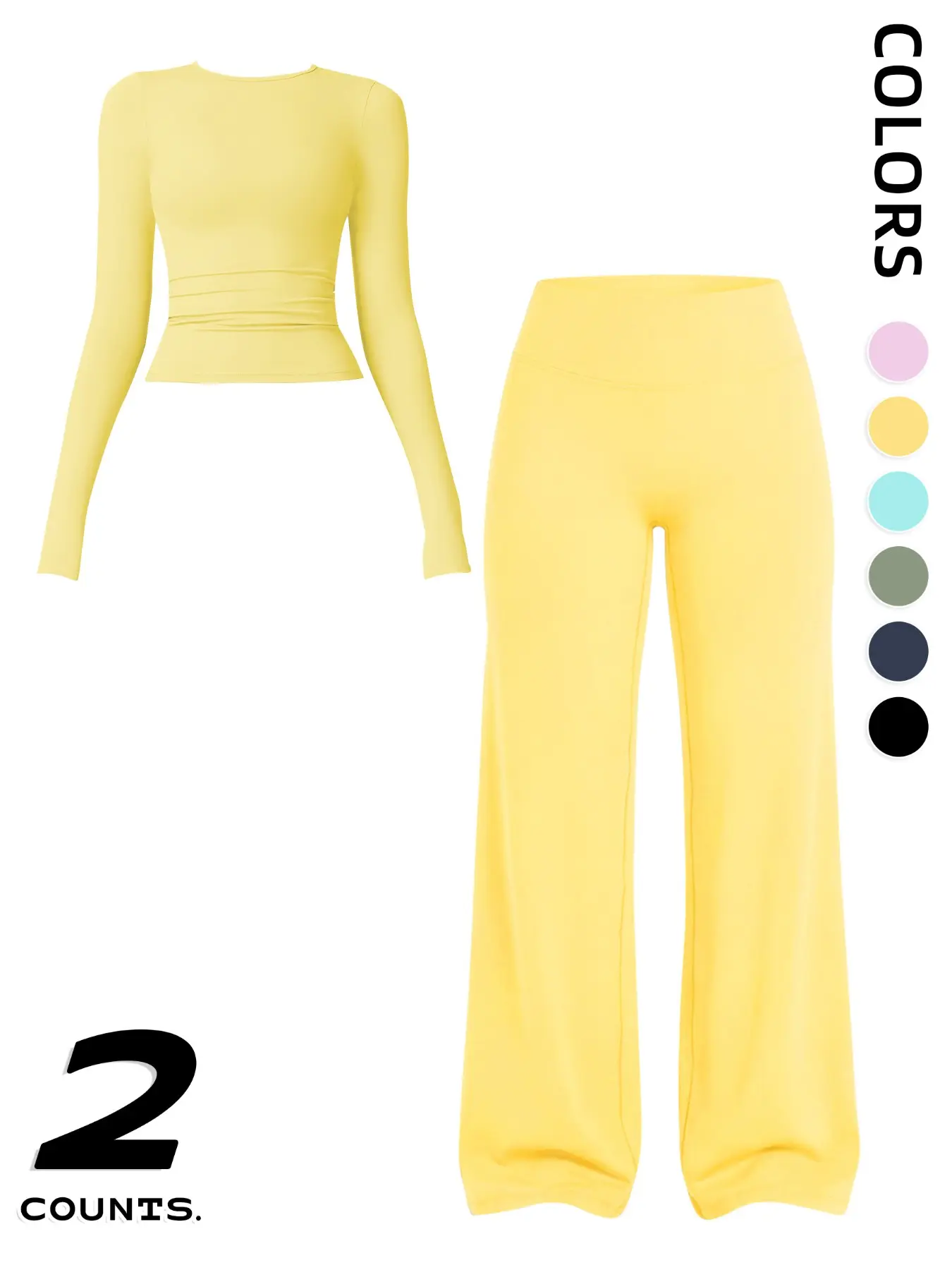 Women's Solid Color Sport Long Sleeve Top & Pants Set, Fitted Sportswear Set, Outfit for Gym, Comfortable Yoga Wear, Casual Slim-Fit Clothing for All Seasons