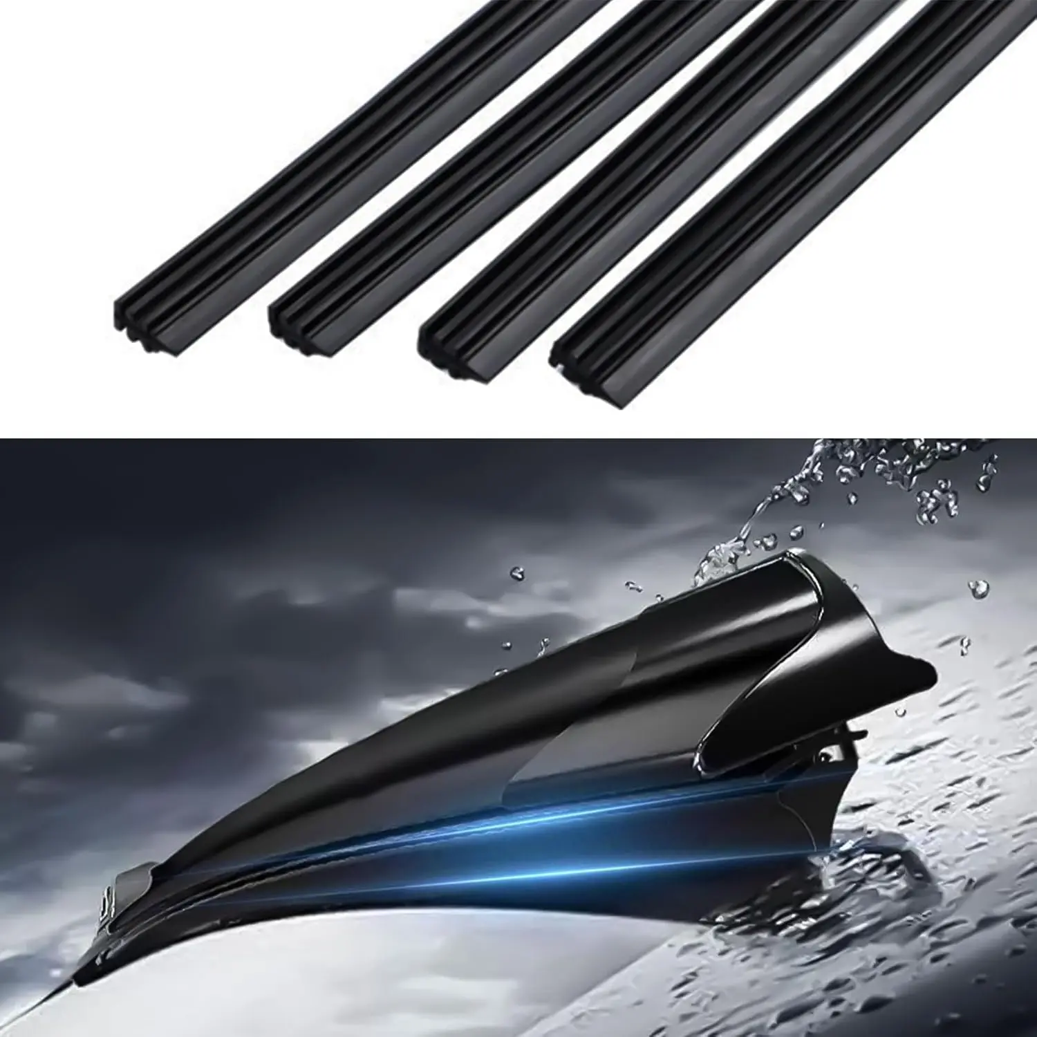 4 count Wiper  Refill,   Accessories, 26" Adjustable Size of  Windshield Wiper Refill  for Front & Rear Windshield Wiper Baldes Rubber Strip for ,  (18Inch)