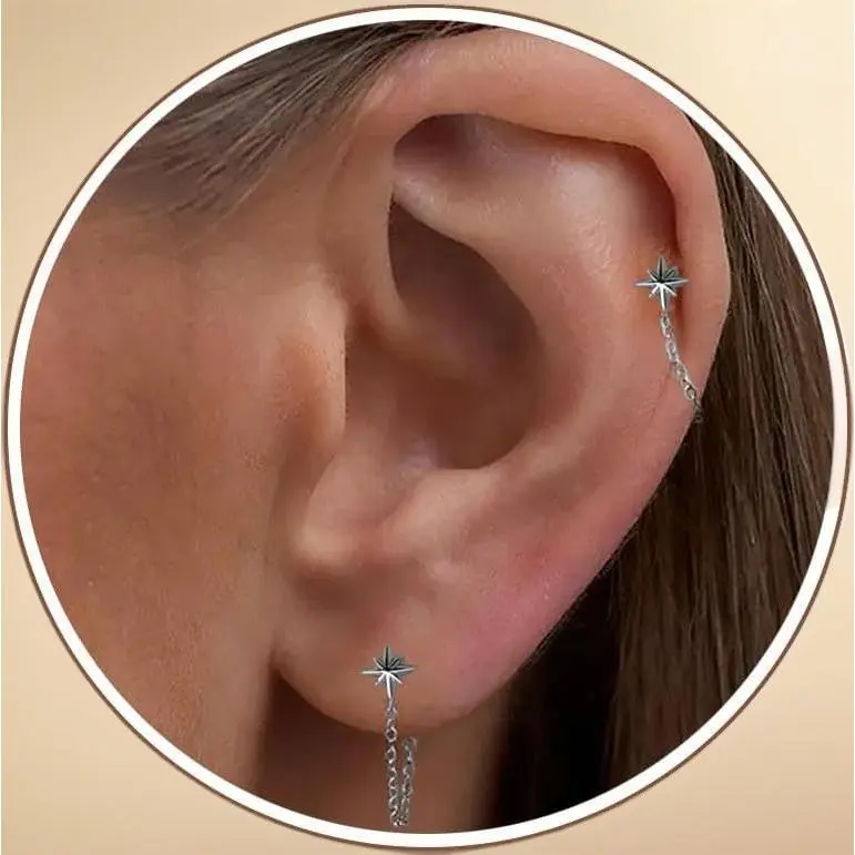16G 18G Titanium Dangle  Hoop, Rook Piercing Jewelry Cartilage Earring Conch Helix Hoop Earring
