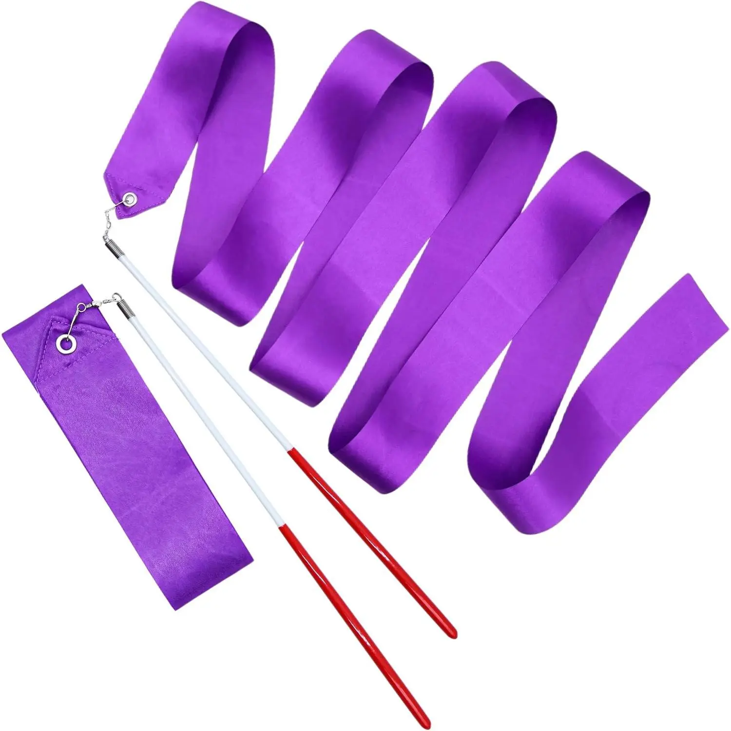 2pcs 78.7 Inch Rhythmic Dance Ribbons with Wands Twirling Dancing Ribbon Streamers for Artistic Dancing Gymnastics Training