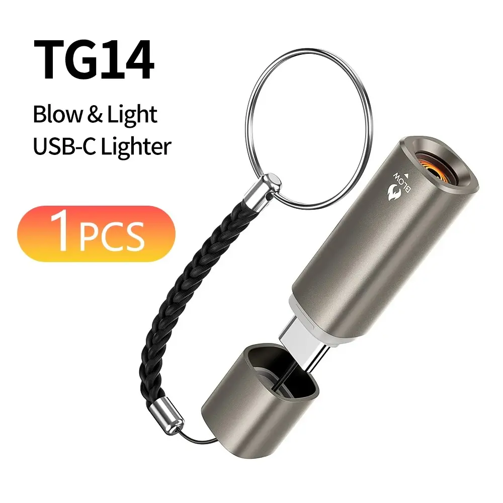 Type-C Mini Electric Lighter Plug&Play Blow to Light Mobile Cigarette Lighter Flameless Windproof Fast Ignition