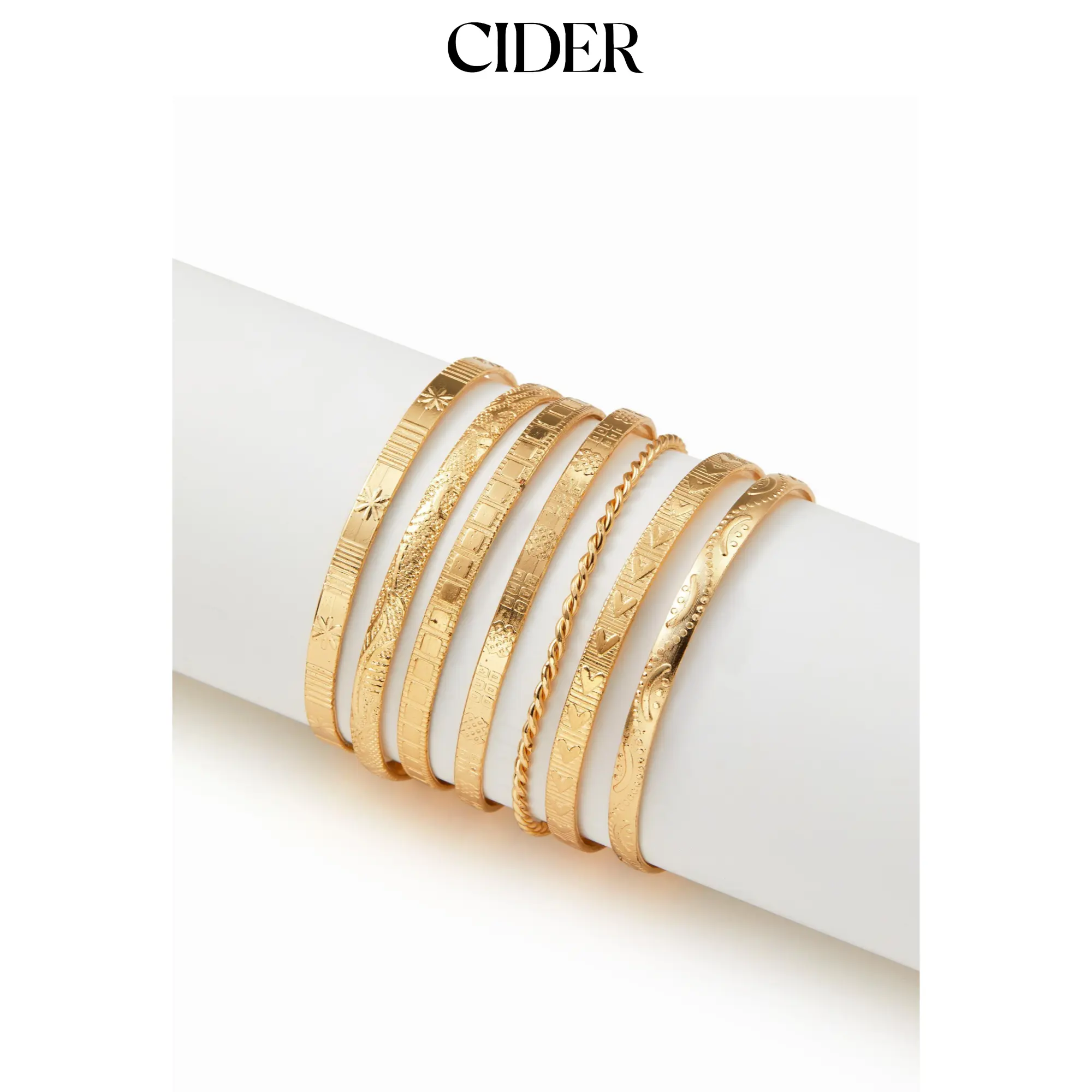 Cider 7PCS TEXTURED OPEN BRACELET SET