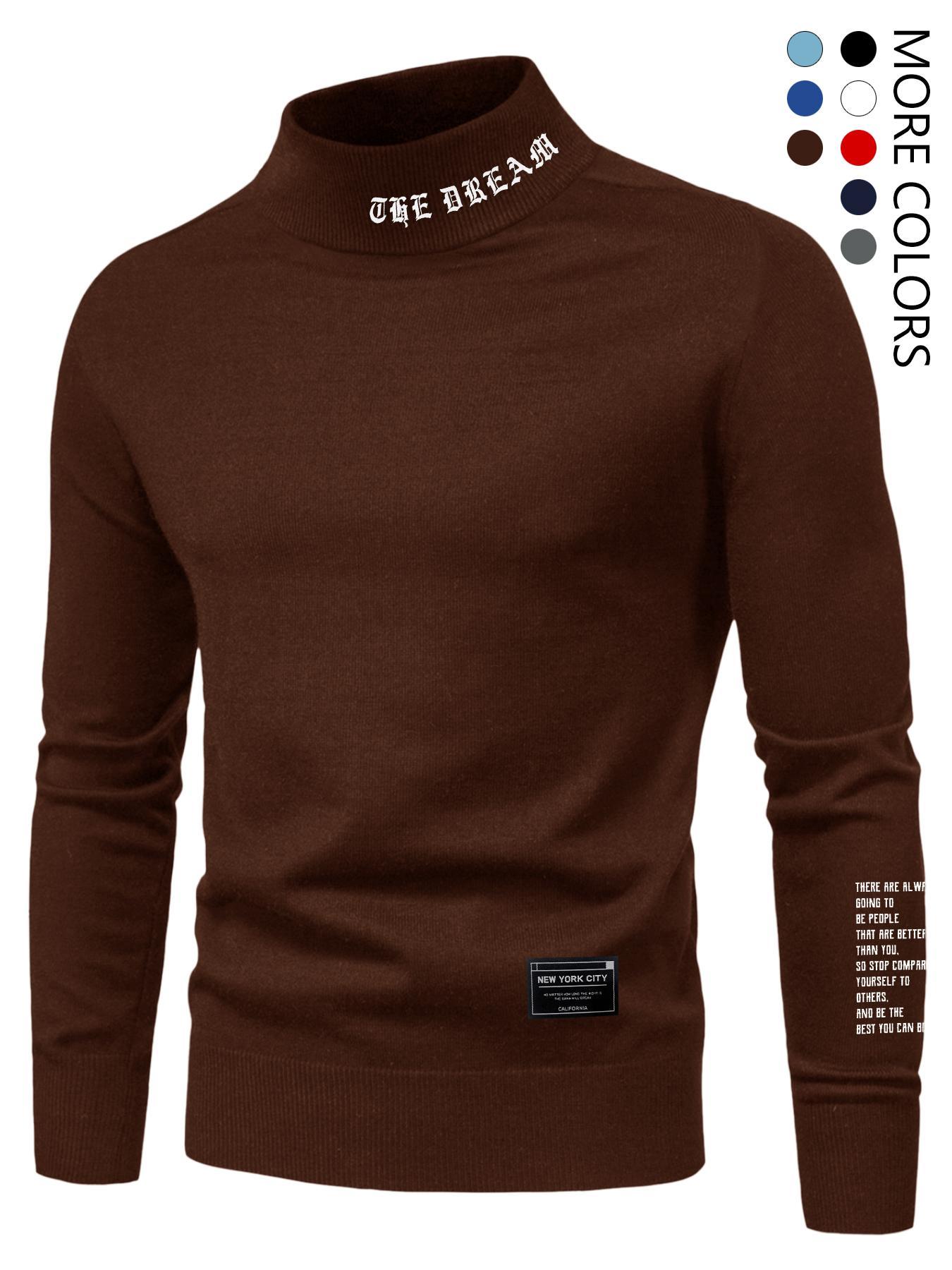 Men's Letter Print Stand Collar Sweatshirt Sportswear, Regular Fit Casual Sporty Design Long Sleeve Pullover for Fall & Winter, Men's Clothes for Daily Wear More