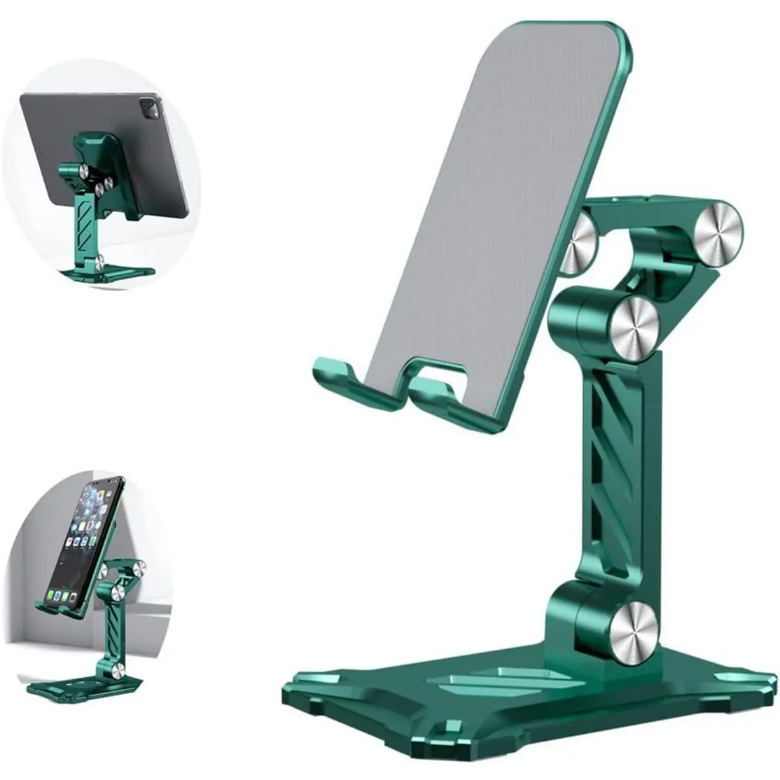 Desk Phone Stand. Foldable Desktop Mobile Phone Stand with Adjustable Angle and Height, Portable Office Cell Phone Holder, Cradle, Dock. Fits All 4.7-13in iPhones/Smartphones/iPads/Tablets.