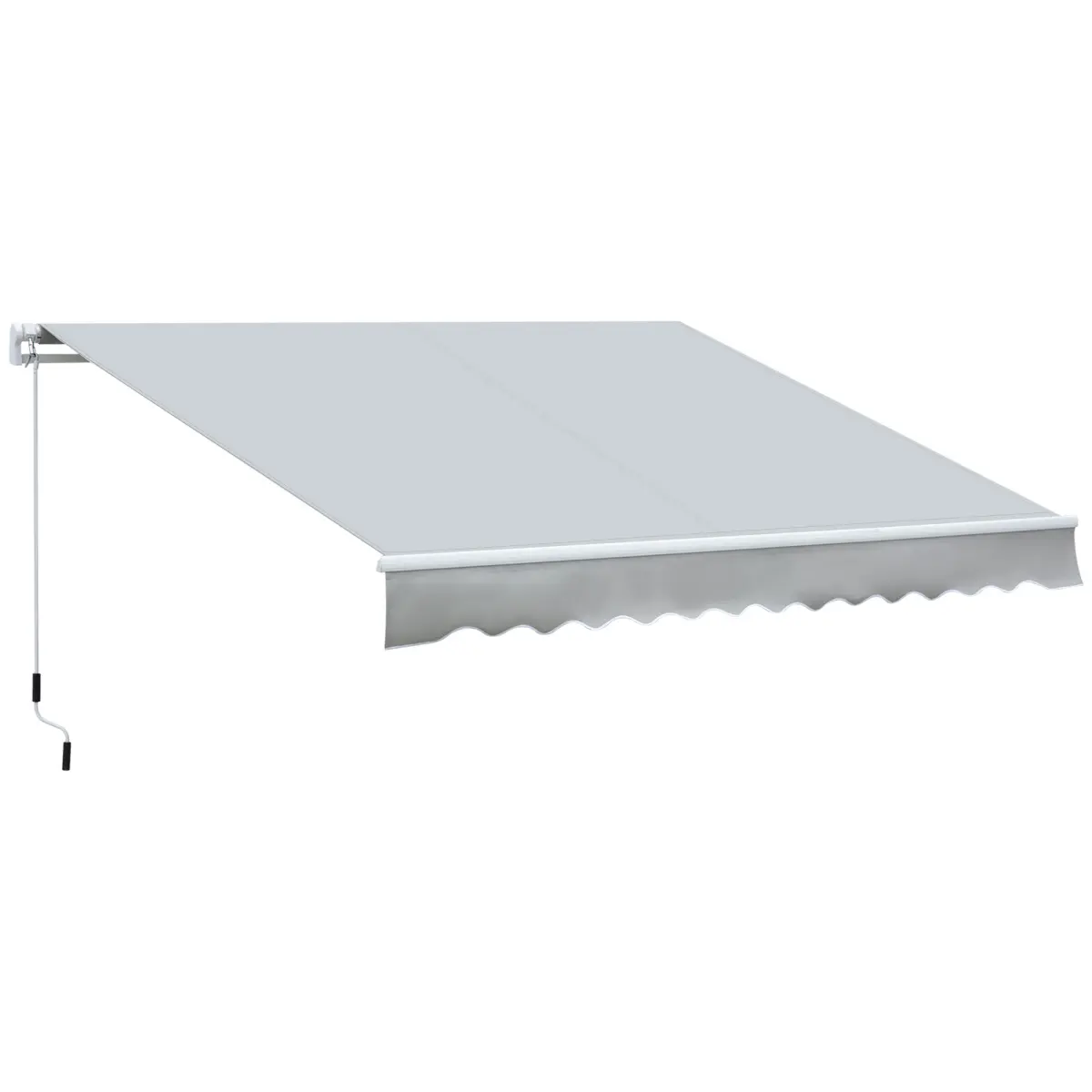 12' x 8' Retractable Awning Patio Awnings Sun Shade Shelter with Manual Crank Handle, 280g/m² UV & Water-Resistant Fabric and Aluminum Frame for Deck, Balcony, Yard, Light Grey