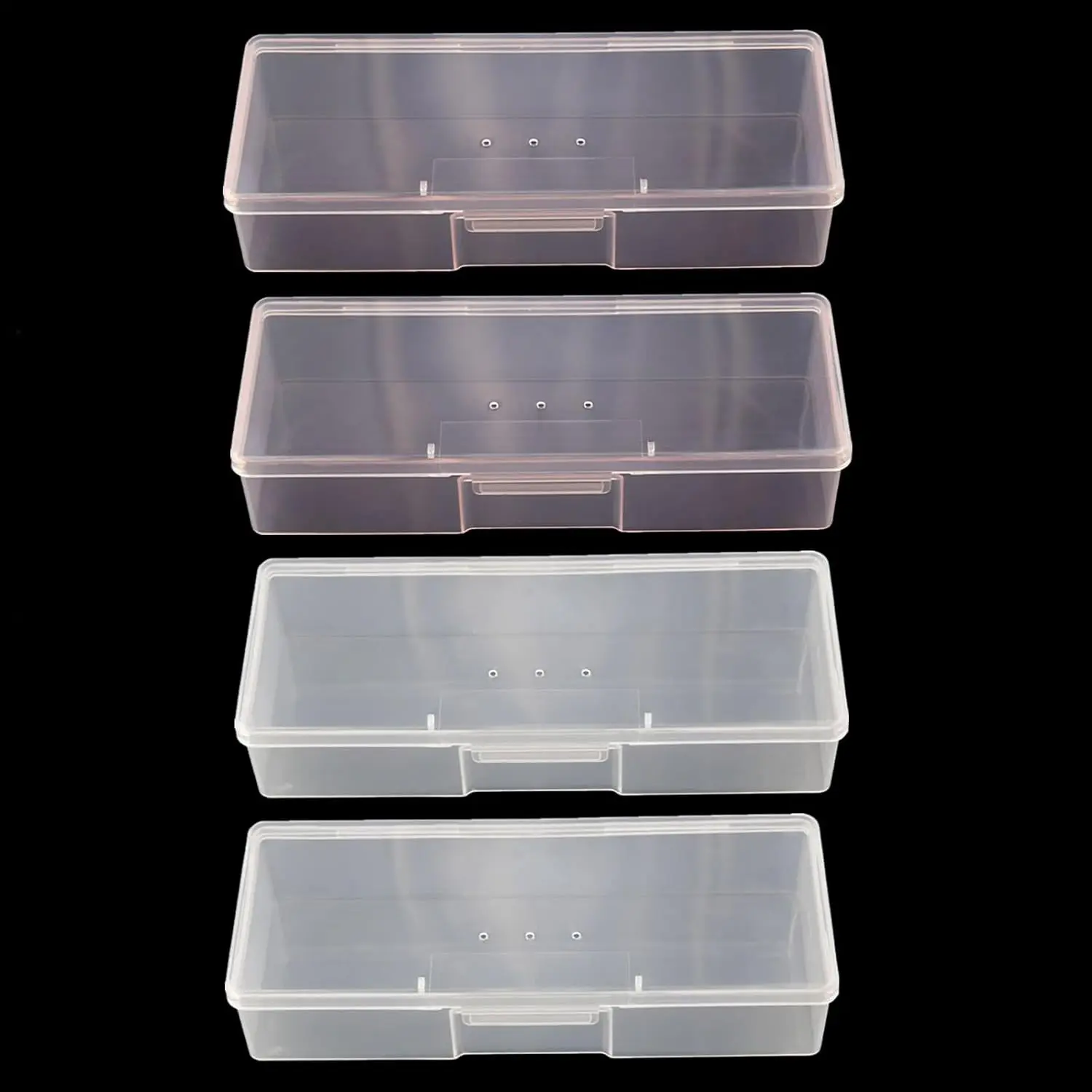Manicure Box  Tools Storage Box 4 count  Implement Box Organizer Case | Plastic Personal Manicure Box Storage for  Manicure Pedicure Tools Small Clear Manicure Tools Storage Boxes with