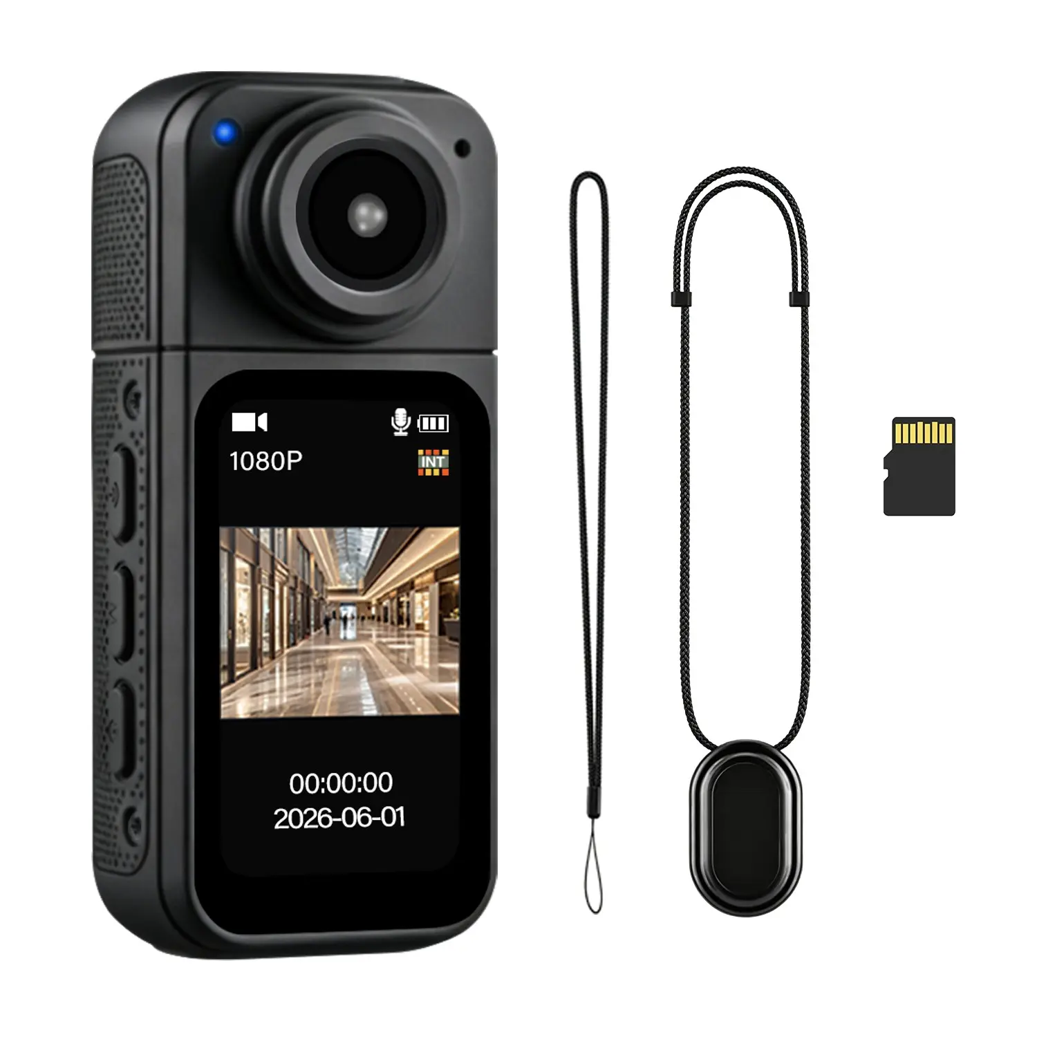 Lightweight Pocket Sports Camera Mini Thumb Wearable Camcorder, Mini Action Camera, Hands Free Body Mounted Video Recorder Supports Versatile Mounts for Outdoor Sports, Pet Shots, Daily Record & Travel Vlog Shooting