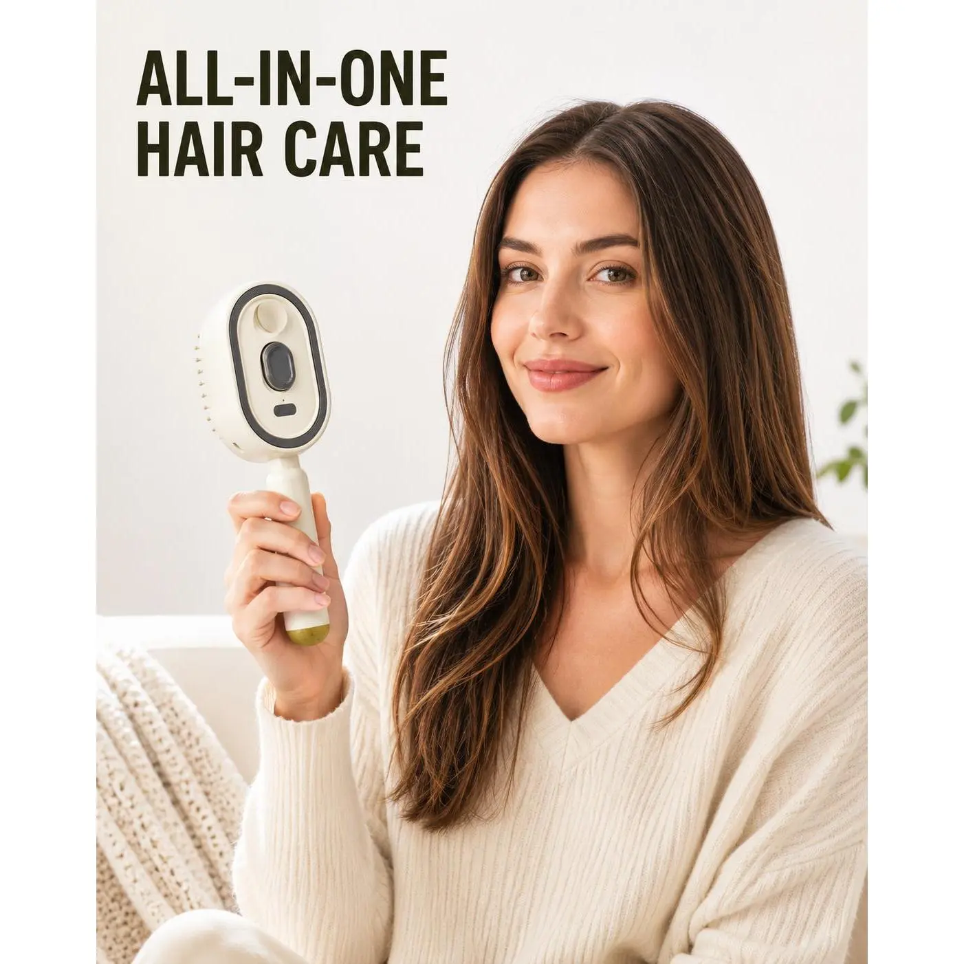 Electric Misting Hair Brush - Portable Anti-Static Detangling Comb with Massage Function for Frizzy & Dry Hair, Ergonomic USB-C Rechargeable for Indoor Recreation Travel Use