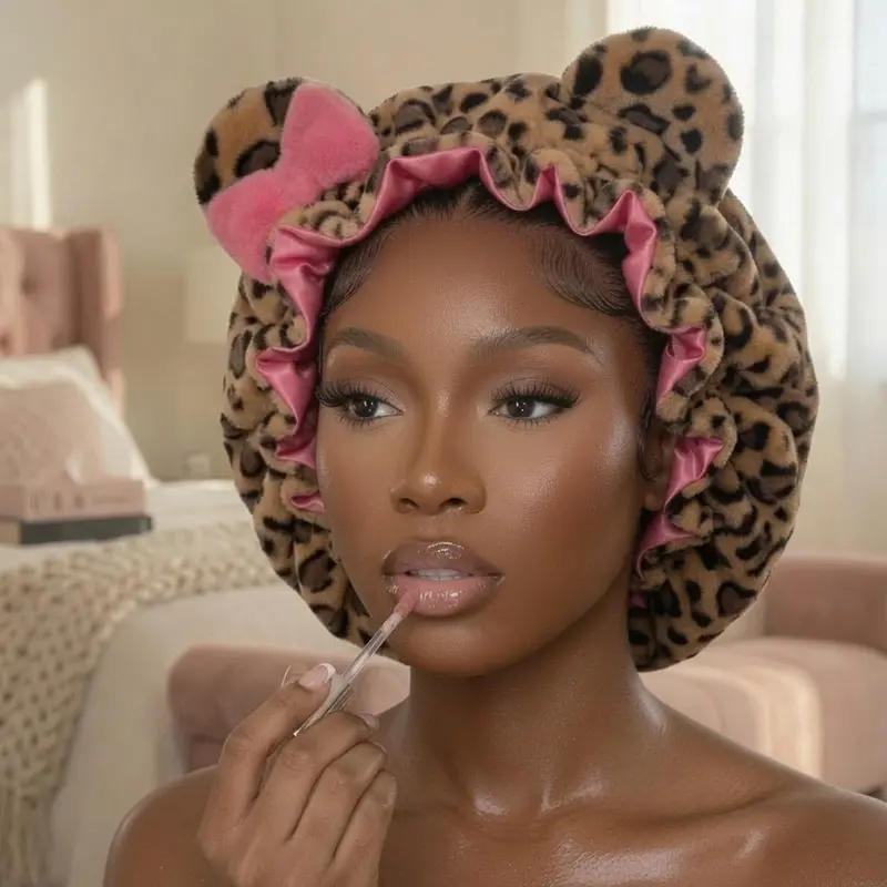 Women's Luxury Oversized Leopard Print Heatless Curling Hair Wrap - Heatless Rollers, 1 or 3pc, No Extra Hair Accessories, Pink Styling Sleep Wear for Adult Curls, Ideal Women's Bridal Gift