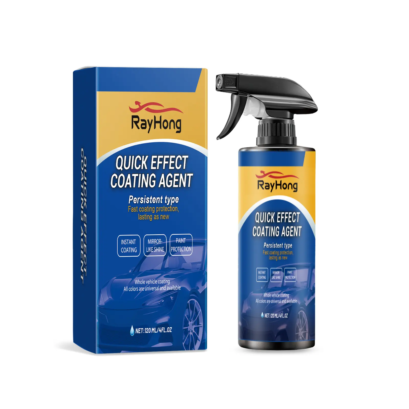 Rayhong 120ml Liquid Car Coating Spray Bottle - Universal Shade Automotive Paint Care Solution for Reconditioning, Waxing, Sealing Glaze, Glossy Mirror-Finish Shine, Fending Off Light Dust