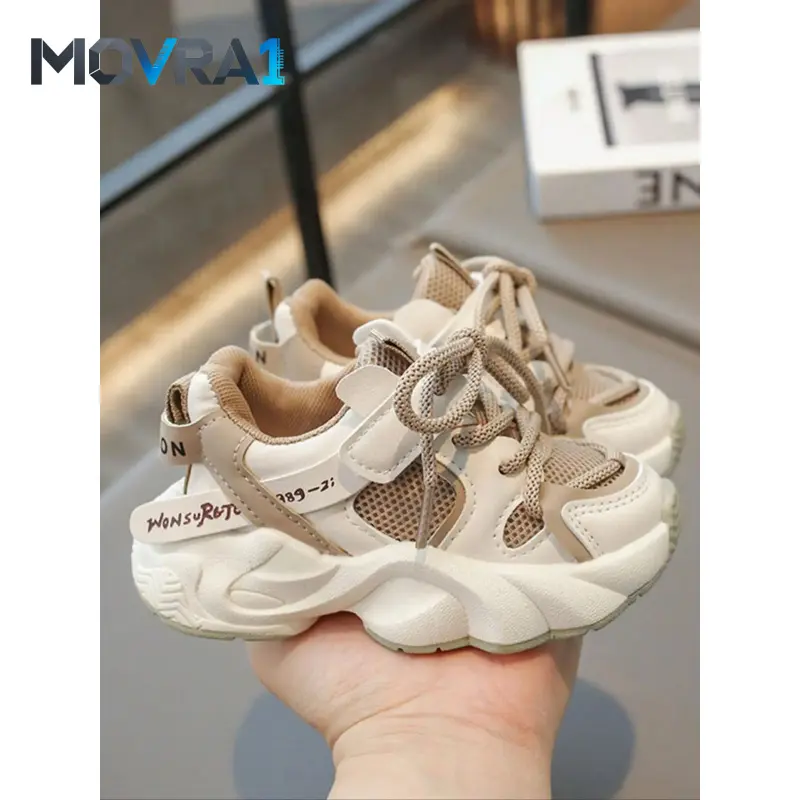 MOVRA1 Toddler & Kids Textile & PU Trainers (Ages 2-7), Lightweight Comfortable Breathable Mesh Under-Ankle All-Season Casual Non-Athletic Toddler Wear Footwear