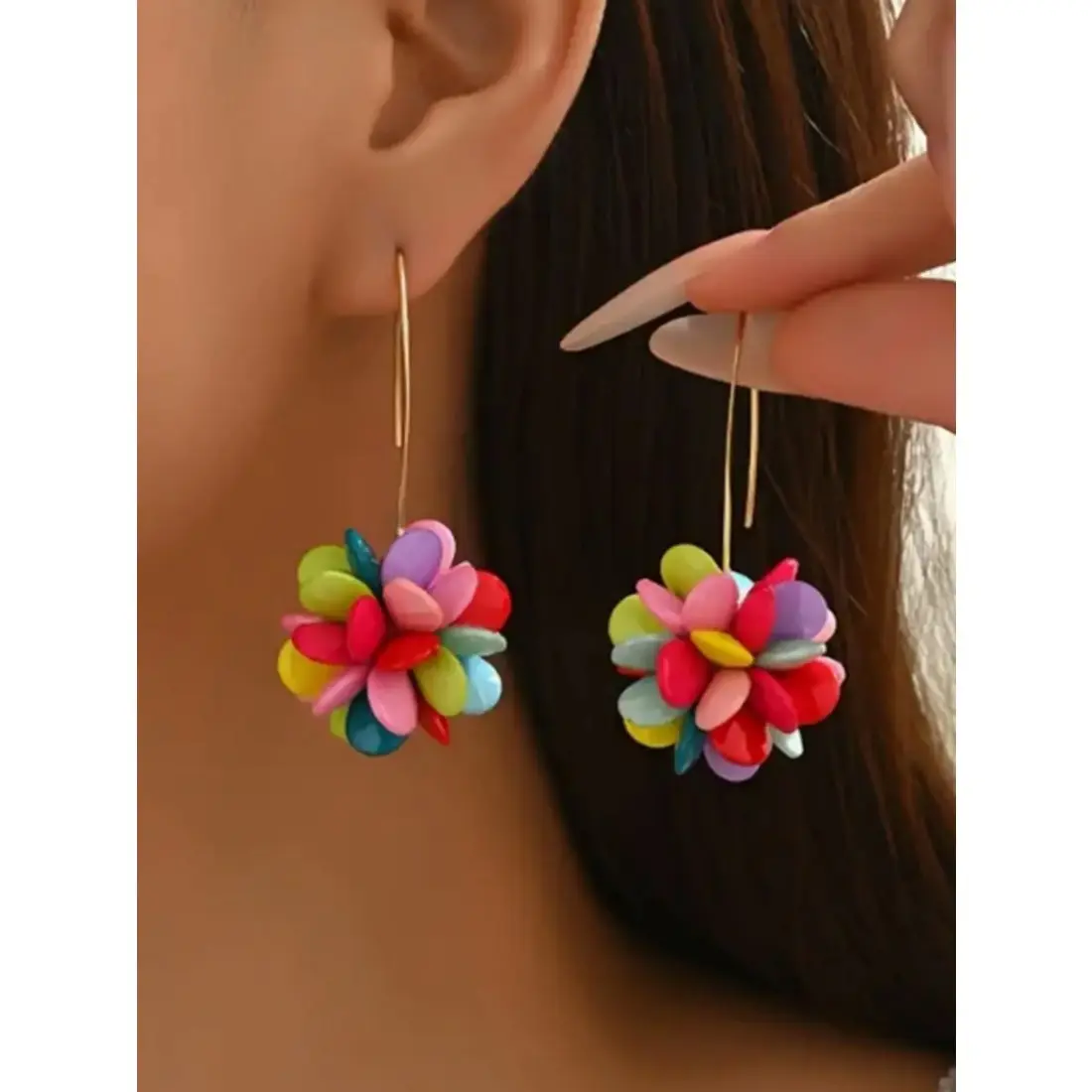 Bohemian Cute Candy-colored Random Beaded Flower Earrings for Women Stylish Casual Vibrant Colors Earring Jewelry Gifts Boho Style Jewelry