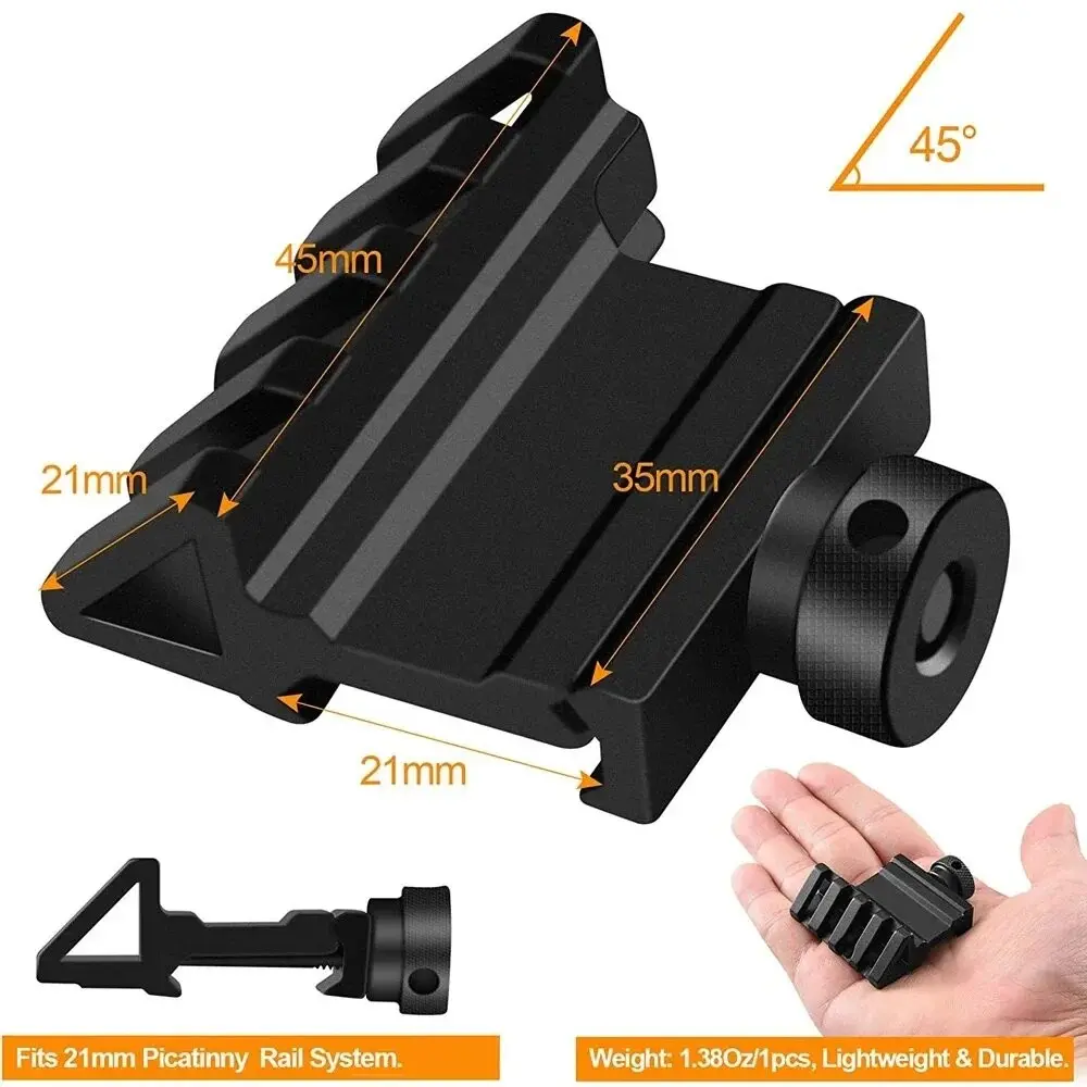 21mm Picatinny Rail Side Mount Aluminum mounts, 45 Degree Offset Side Clamp, Tactical Laser & Scope Mount, Tactical Accessories