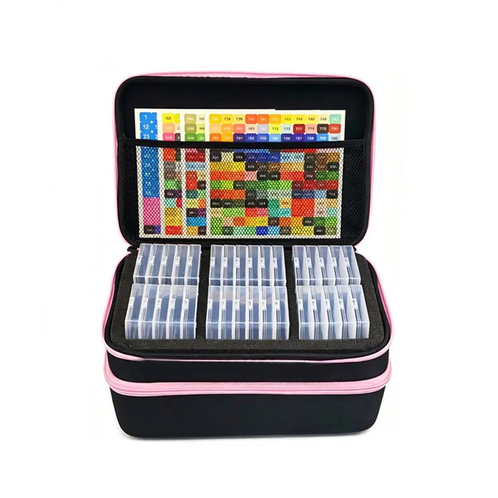 96 Slot Diamond Art Storage Box, Portable Bead Organizer with Labels, 5D Embroidery Beading Accessories Container for DIY, Crafts, Crafting, Rhinestones, Seeds