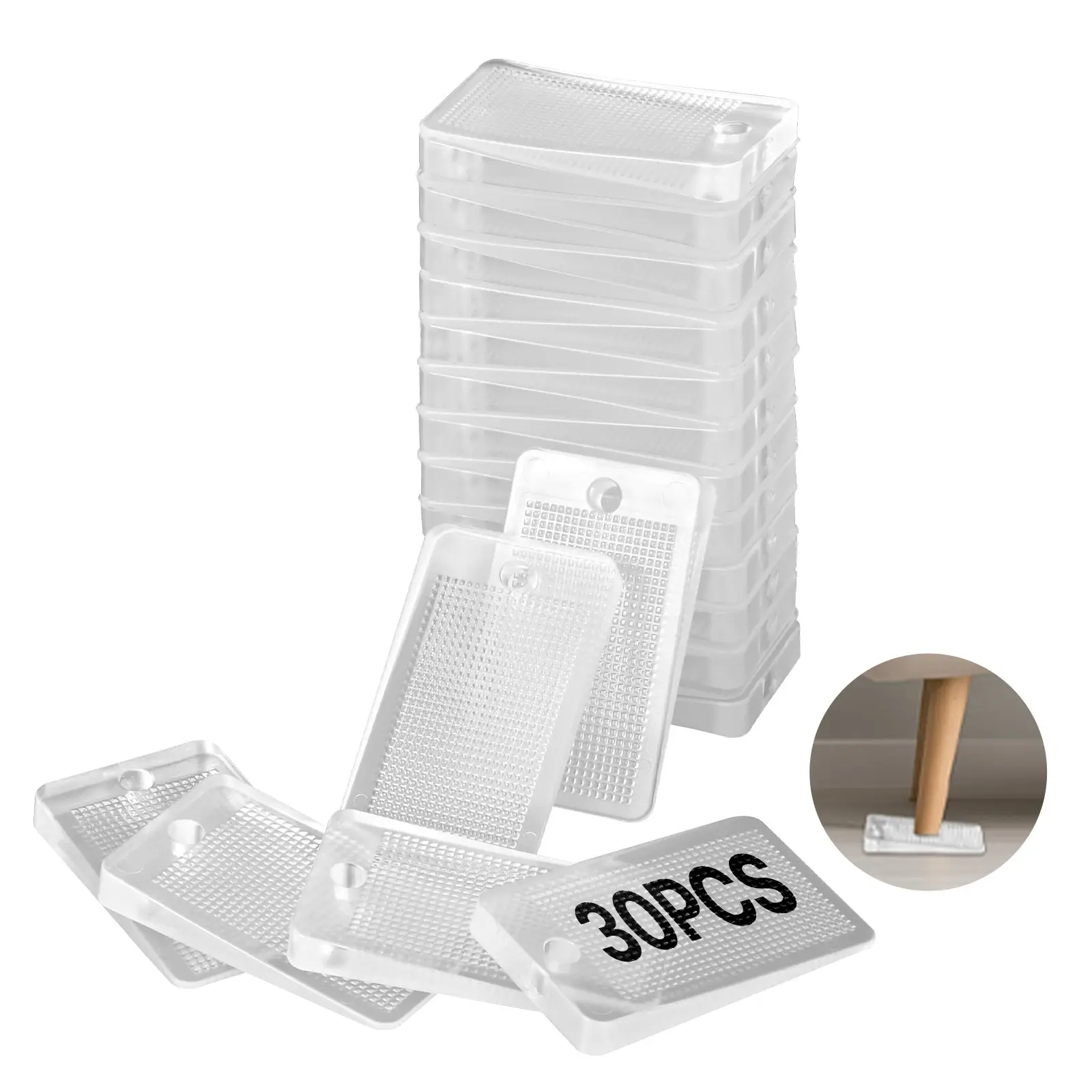 【Summerfinds】VEVOR Furniture Leveling Shims, 30 PCS 1.97x 1.16x 0.22 inch Non-Skid Clear Plastic Pads, Easy-to-Cut Furniture Leveler, Ideal Shim Leveler for Couch, Refrigerator, Table Legs to Avoid Wobbling
