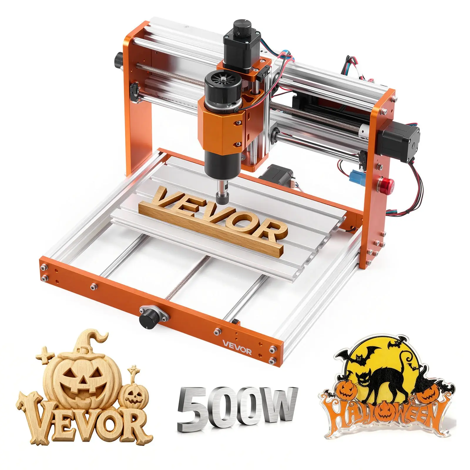 VEVOR 3018-Pro Max 3-Axis CNC Router Machine - 500W Spindle, 300x180x80 mm Working Area, Alloy Frame, Offline Controller, Limit Switch, E-Stop Safety, for Wood Acrylic Carving Cutting, Tool Upgrade, No Online Dependency Needed