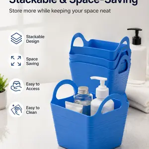 2pcsPortable Plastic Storage Caddy with Handles Mini Shower Basket Organizer Tote for Makeup Skincare Hair Accessories and Small Home Essentials