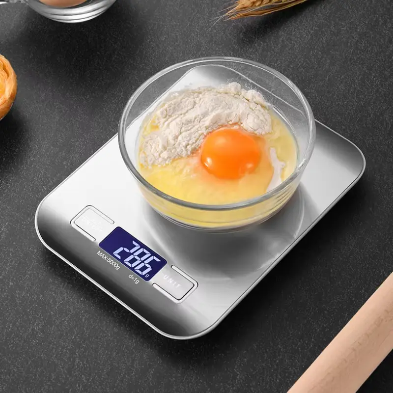 Multifunction Stainless Steel Digital Kitchen Food Scale for Bakers - 5kg Capacity, High Precision, Waterproof, LCD Backlight Display
