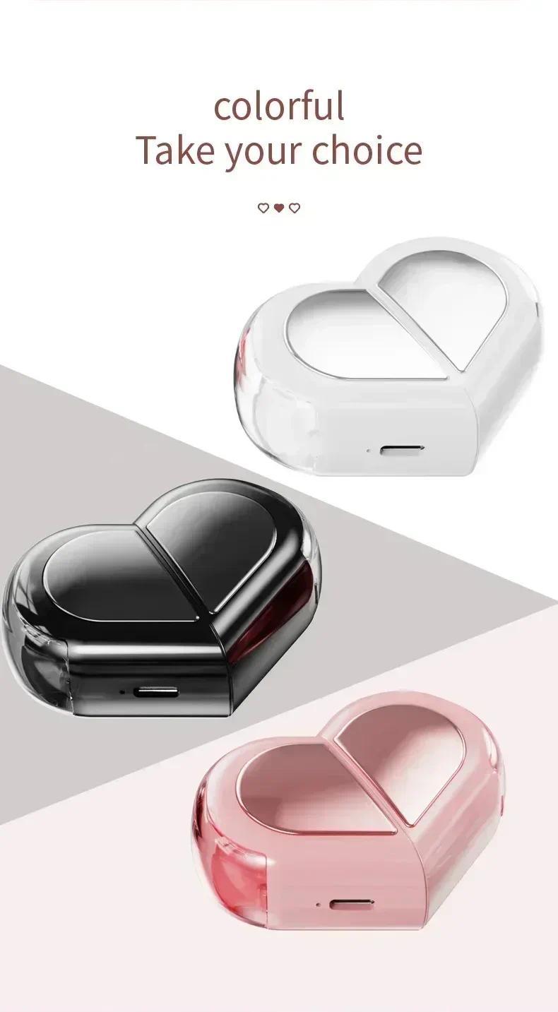 2025 New Wireless Earbuds, Love Heart Shaped Rotatable Charging Case, Stereo Sound Low Latency Headphones, ENC Noise Cancelling with Smart Voice Assistant
