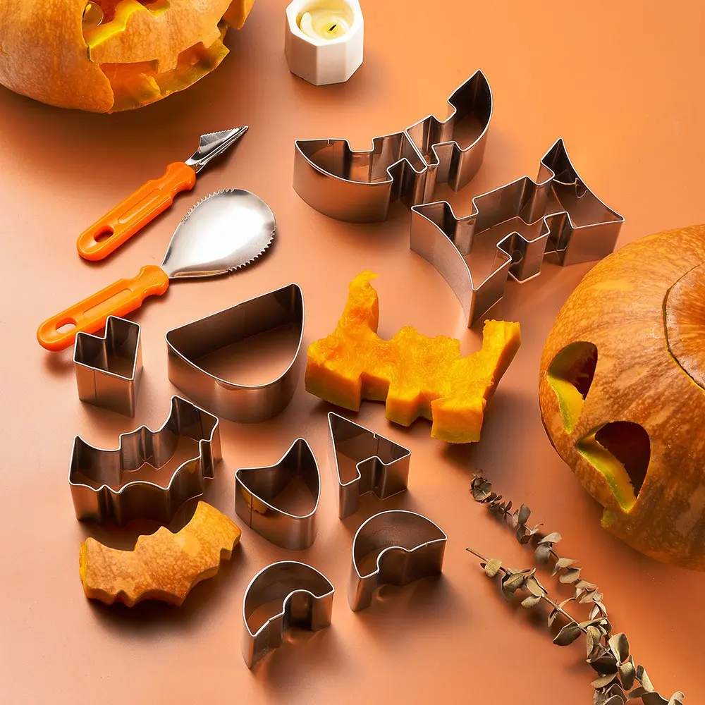 12-Piece Halloween Pumpkin Carving Kit, Stainless Steel Cutting Set, Professional Pumpkin Carving Tools, Easy to Carry, Perfect for Halloween Decorations