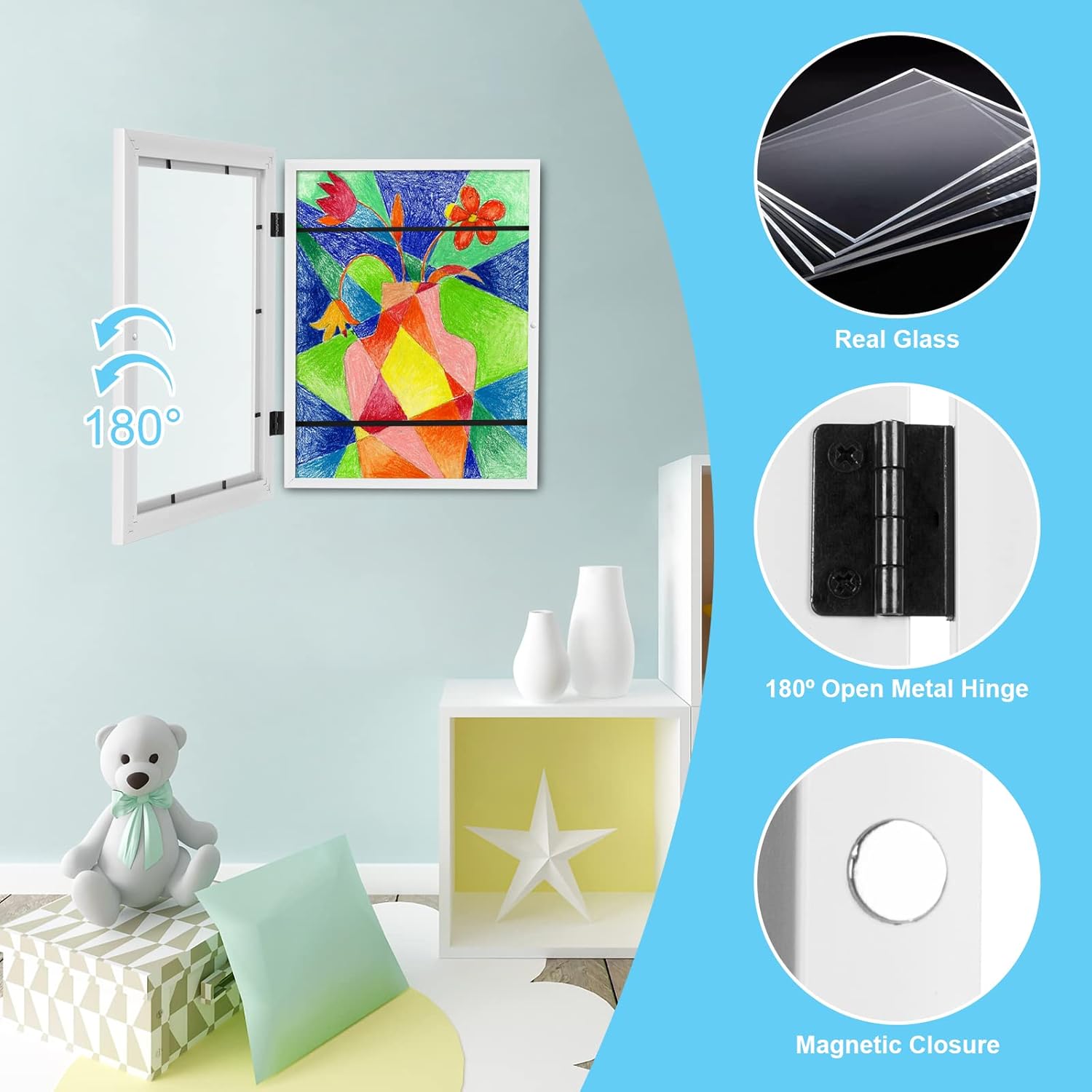 Art Frame, Picture Frame, Replaceable Front Opening Art Frame, Art Display Storage Frame for Wall, Home Decor Supplies for Living Room Bedroom, Photo