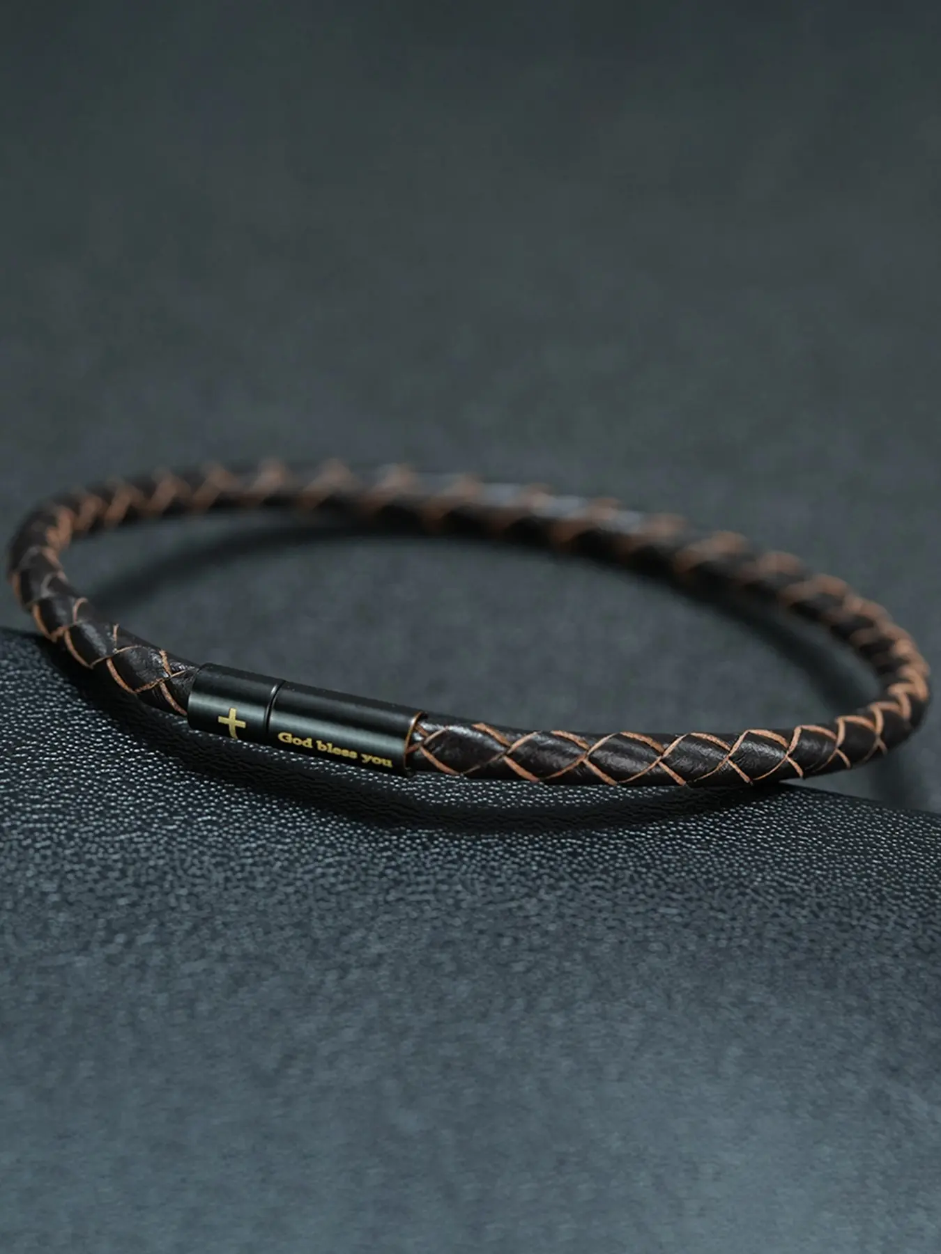 Fashion Handmade 4mm Genuine Leather Bracelet Bangle, Easy Hook Letter Cross Braclet, Men's Armband Jewelry, Homme Style Accessory, Bangle Bracelets