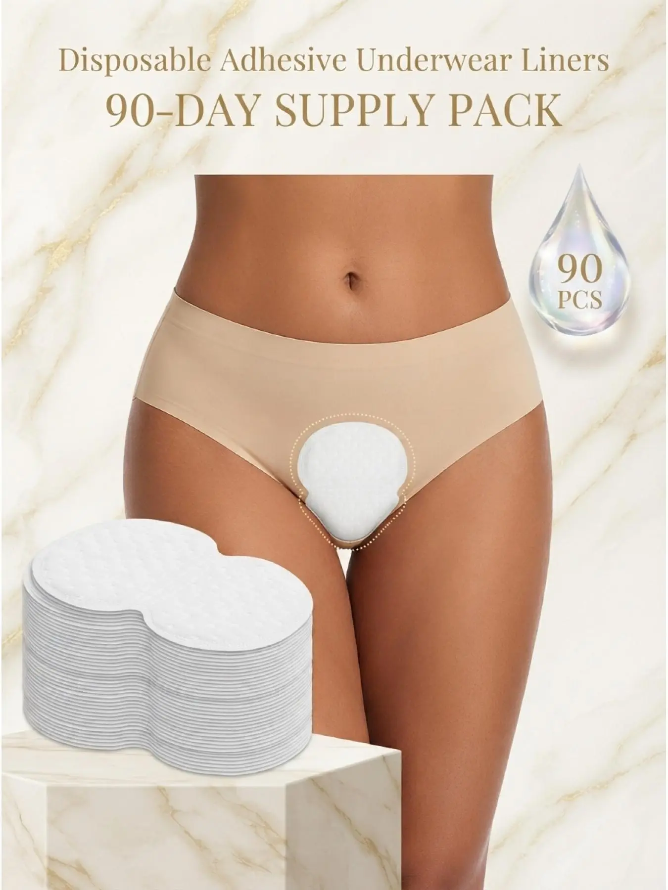 90 pieces of women's disposable adhesive undergarment moisture-absorbing and sweat-wicking pads, private hygiene pads, anti-barebacking, anti-embarrassment, underarm moisture-absorbing pads, multi-functional body padding Pack