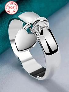 s925 sterling silver heart design ring, gifts for wife, fashion jewelry for party, daily clothing decor, trendy all-match & exquisite jewelry for birthday gift, fashion heart rings