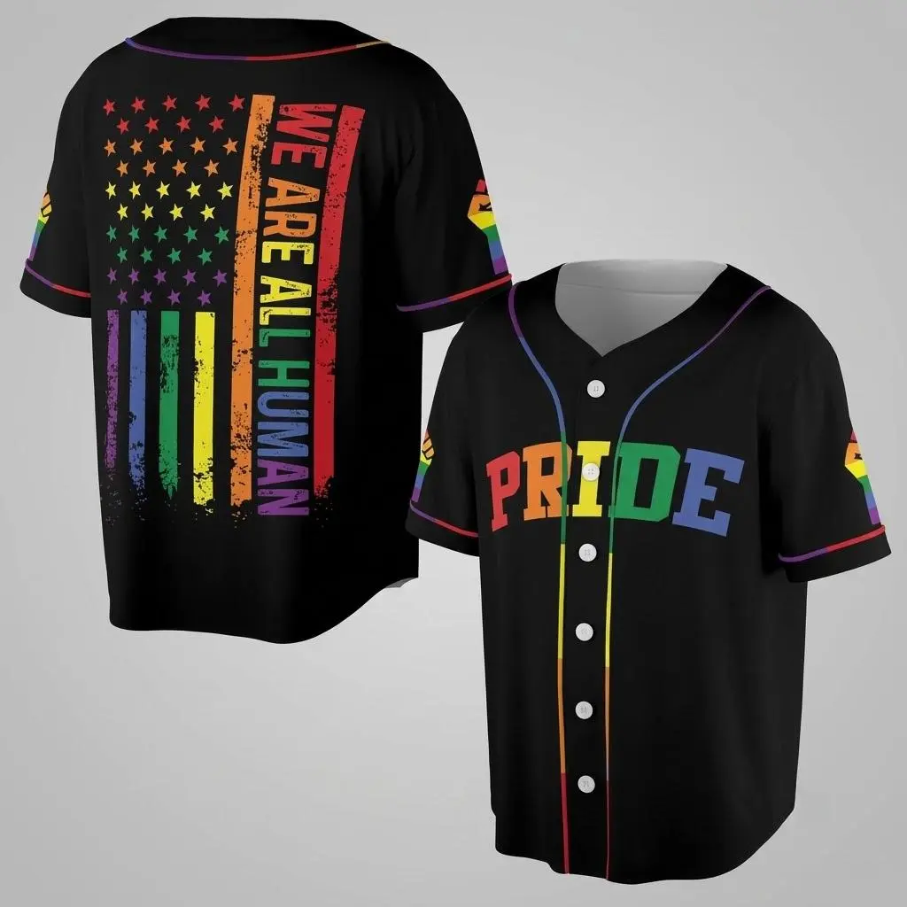 🌈We Are Human Rainbow Pride Month LGBT Team Unisex Baseball Jersey, Gift of Pride, Equality Gifts 🌈We Are Human Rainbow Pride Month LGBT Team Unisex Baseball Jersey, Gift of Pride, Equality Gifts