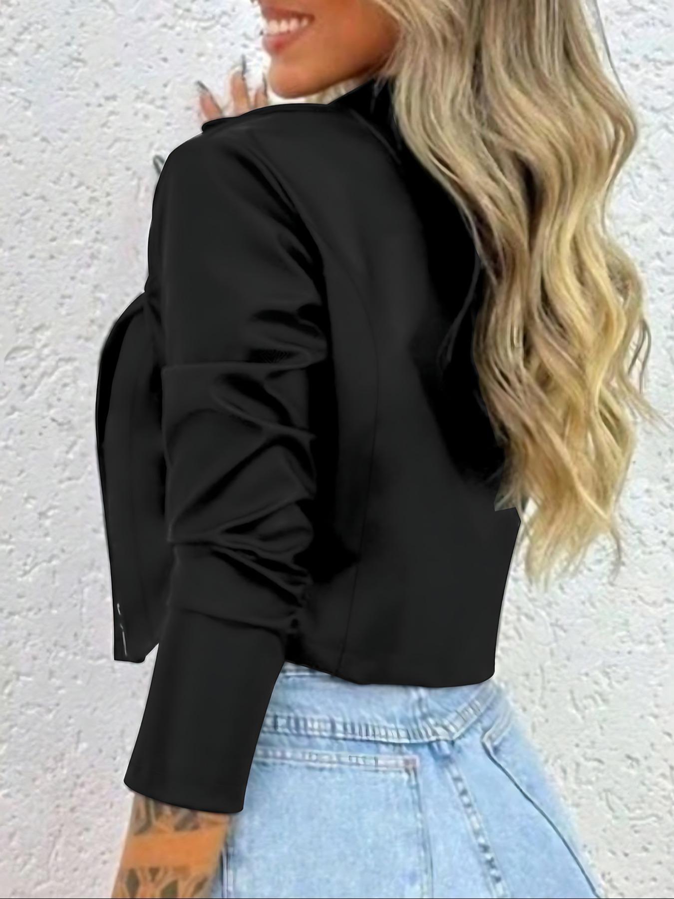 Women's Casual Lady Biker Jacket Coat for Fall Winter All Seasons Daily Wear, Long Sleeve Zipper Design, Fitted, Fabric, Outerwear Womenswear, Casual Jackets