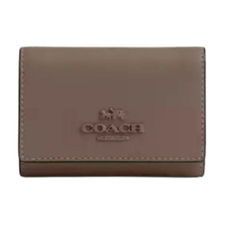 Coach Micro 11 Logo Snap Closure Wallet for Women, Elegant Calfskin, Slate Color