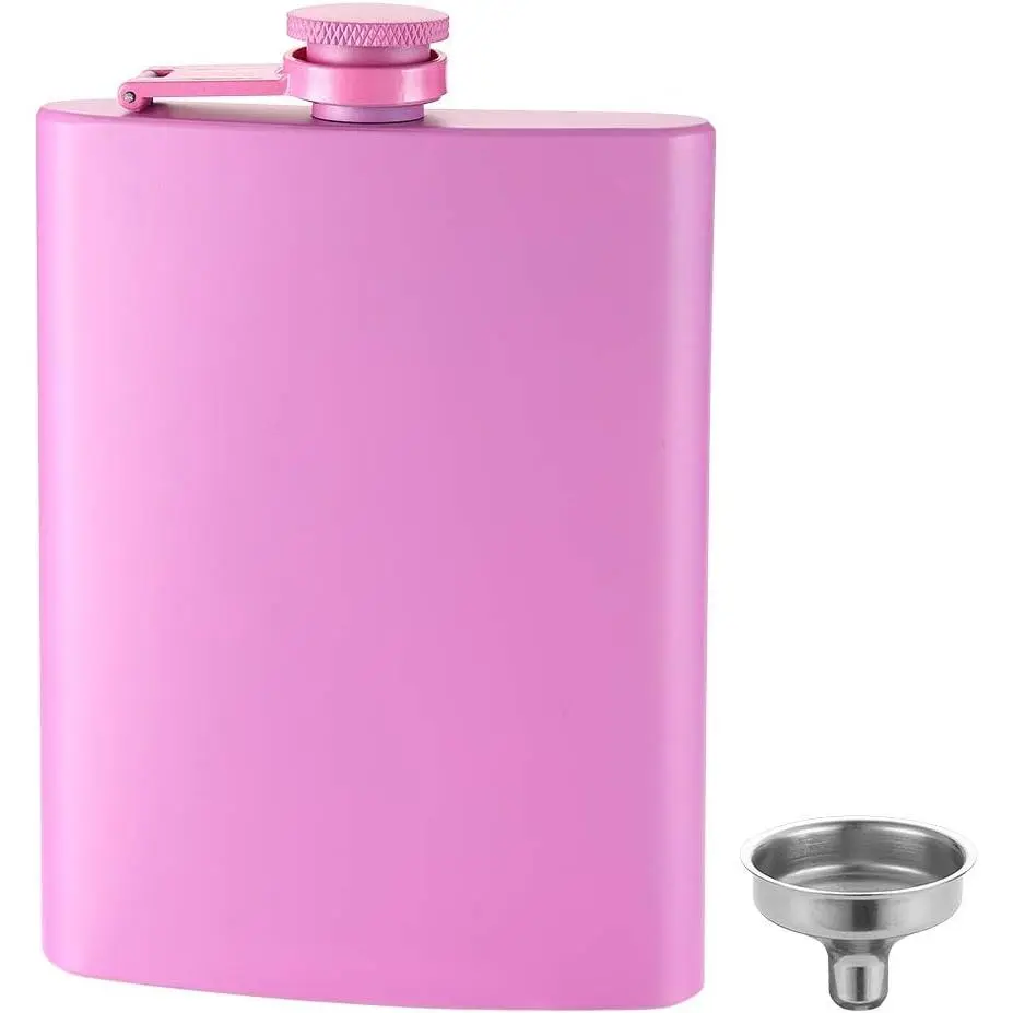 Flask for  Matte  8 Oz 18/8 Stainless Steel Leakproof with Funnel, Never-Lose Cap Flask