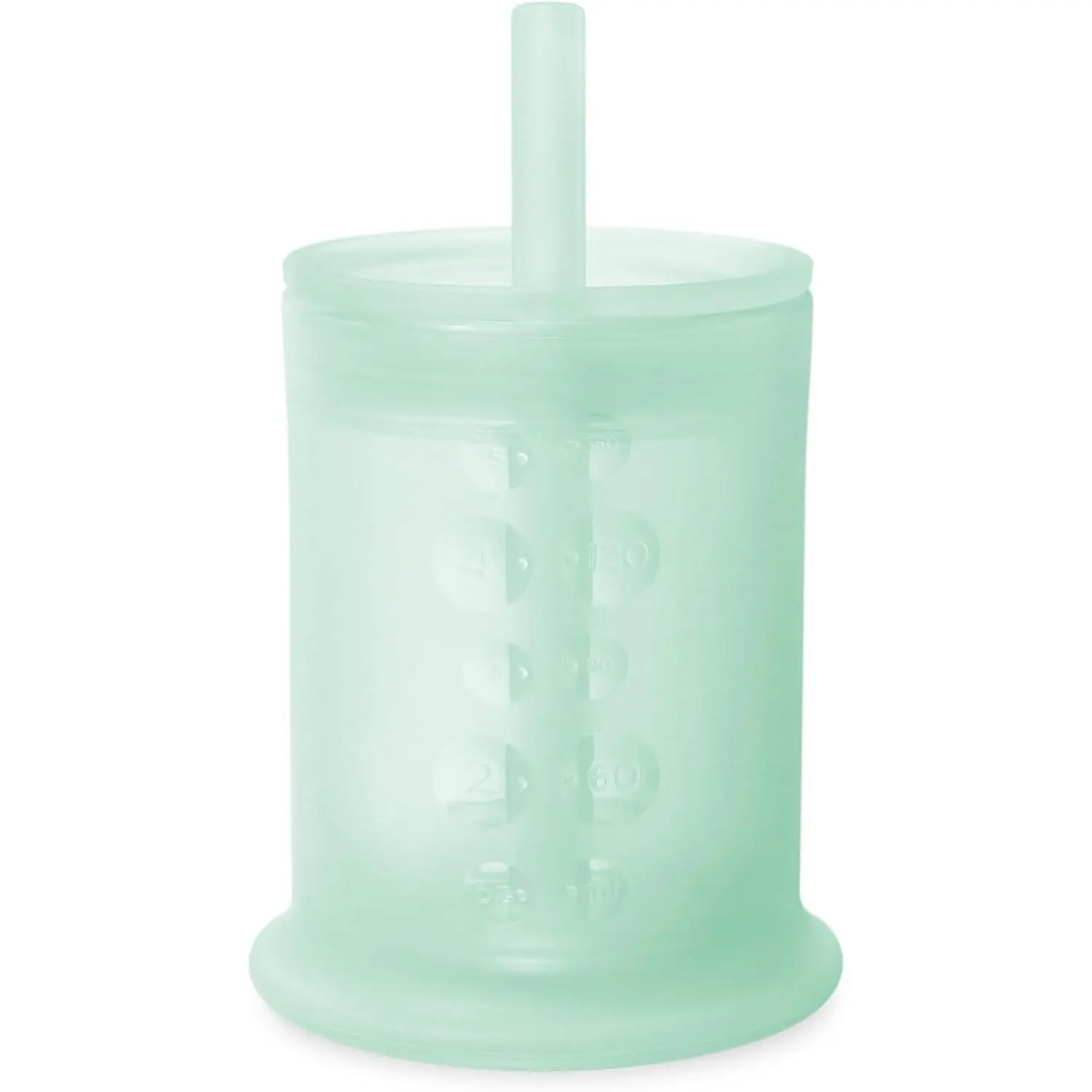 Silicone Training Cup with Straw Lid |   Babies Water Drinking Cup |   6+ Mo Infant To 12-18 Months Toddler |   Sippy Cup For Kids & Smoothie Cup |   Baby Led Weaning (Mint, 5 oz)
