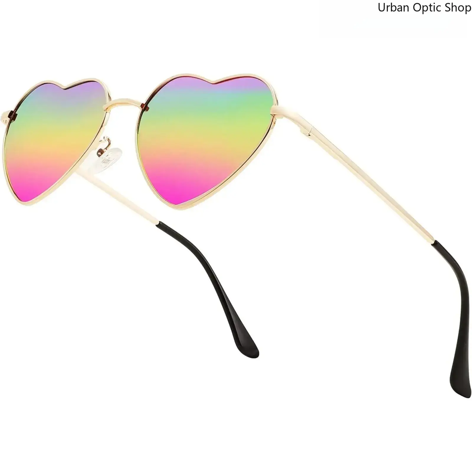 XUH Polarized Heart-Shaped Sunglasses for Females, 002 Gold Frame/Gray Lens Statement Frame Glasses with Nylon UV400 Protection, Stylish Accessories Lightweight Durable Shades for Party Summer Wear, Polarized Tint Women's Sunglasses, Aesthetic, Polarized