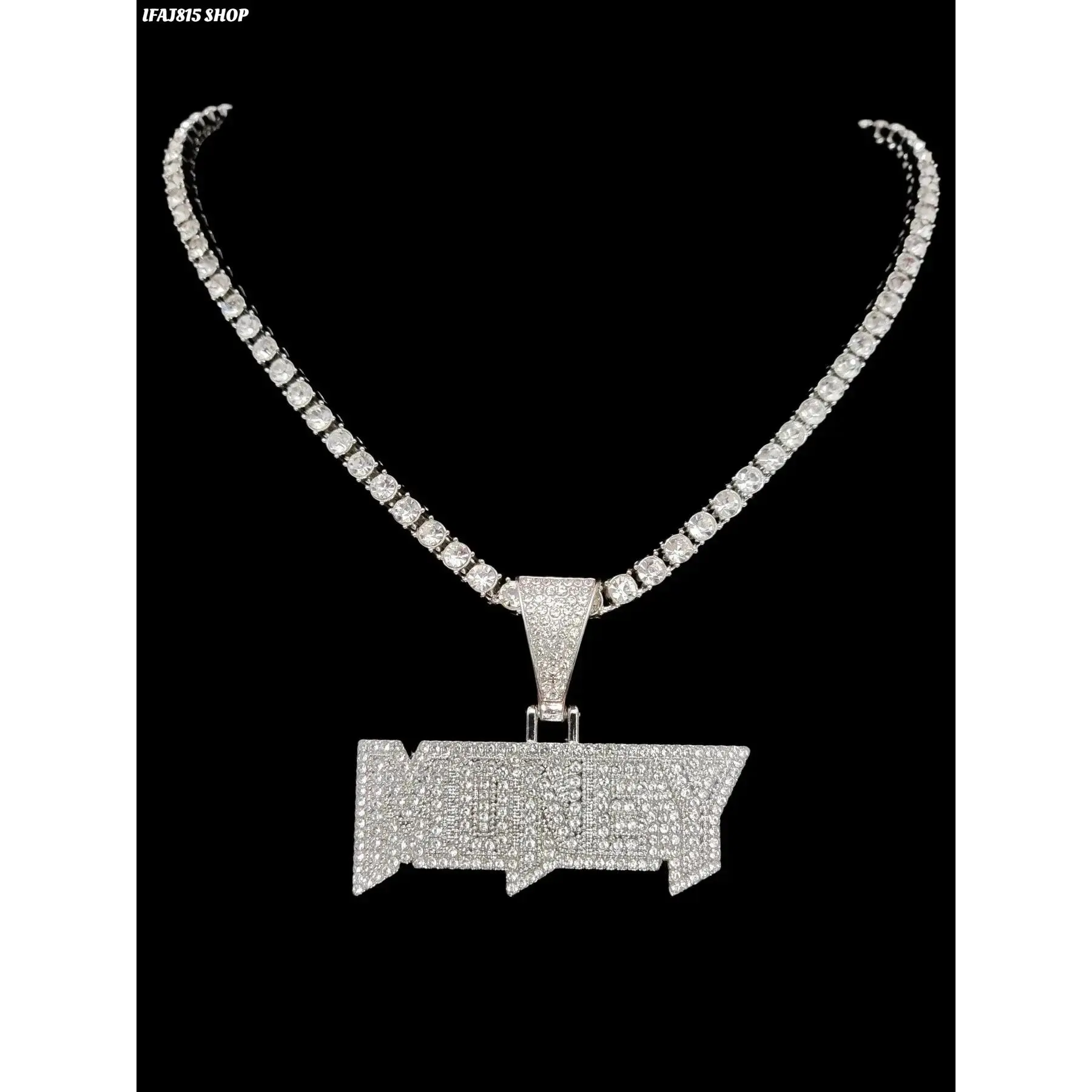 Letter Pendant Necklace for Men Women, Rhinestone Tennis Chain with Alphabet Money Shape Charm, Trendy Hip Hop Street Style Jewelry, Vintage Statement Necklace with Sparkle Design, Unisex Fashion Accessory for Daily Wear, Party Outfit & Gift