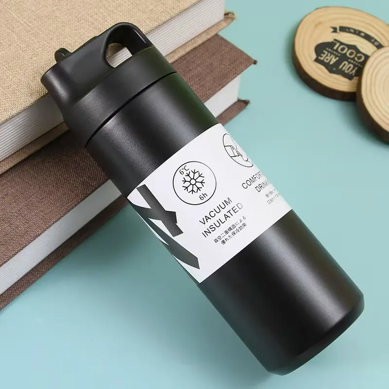 1pc Japanese‑Style Insulated Water Bottle, Suction‑Nozzle Sports Cup, Large‑Capacity Straw Cup, Stainless Steel Portable Coffee Mug for Outdoor Use, 550ml