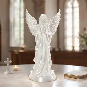 Prayer Angel Winged Statue Home Decor, Religious Decor, Guardian Blessing and Peace Theme, Ideal for Living Room, Bedroom, Study, Fireplace, Gift for Holidays