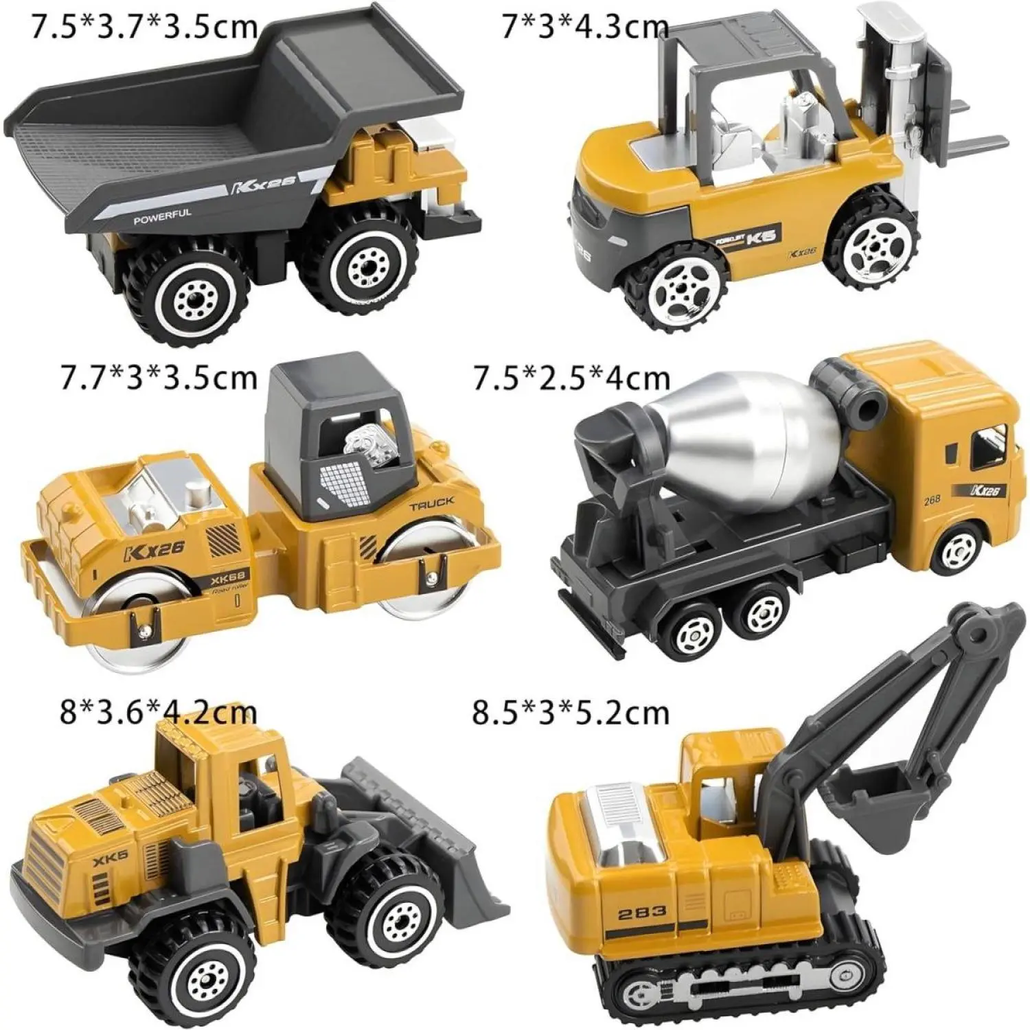 6Pcs Mini Die Cast Construction Vehicle Set, 1/64 Scale Alloy Models with Dump Truck & Excavator, Perfect Gift for Kids Boys Girls Diecast Cars